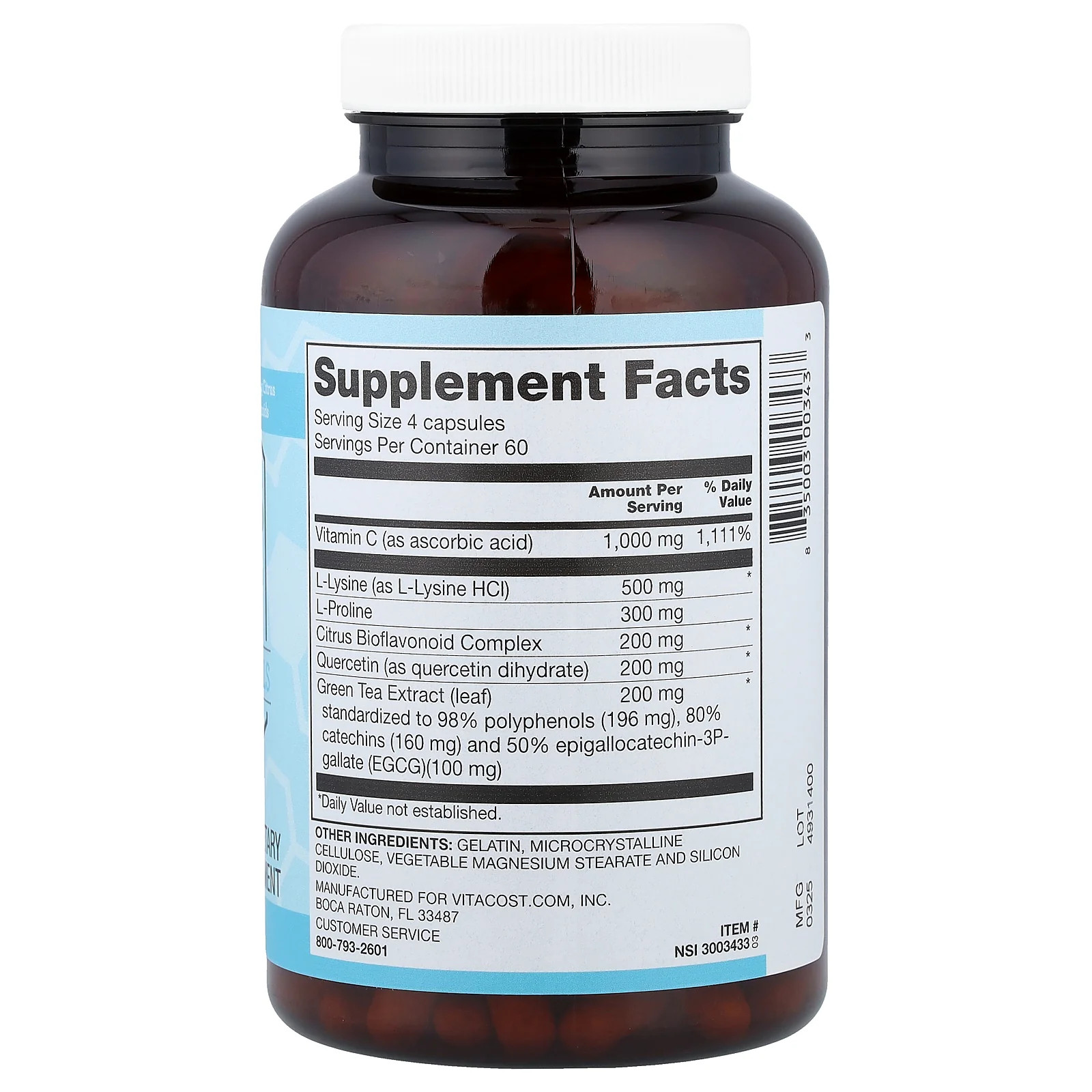 2 X Vitacost, Synergy�, Vitamin C-1000 Including L-Lysine & L-Proline, 240 Caps