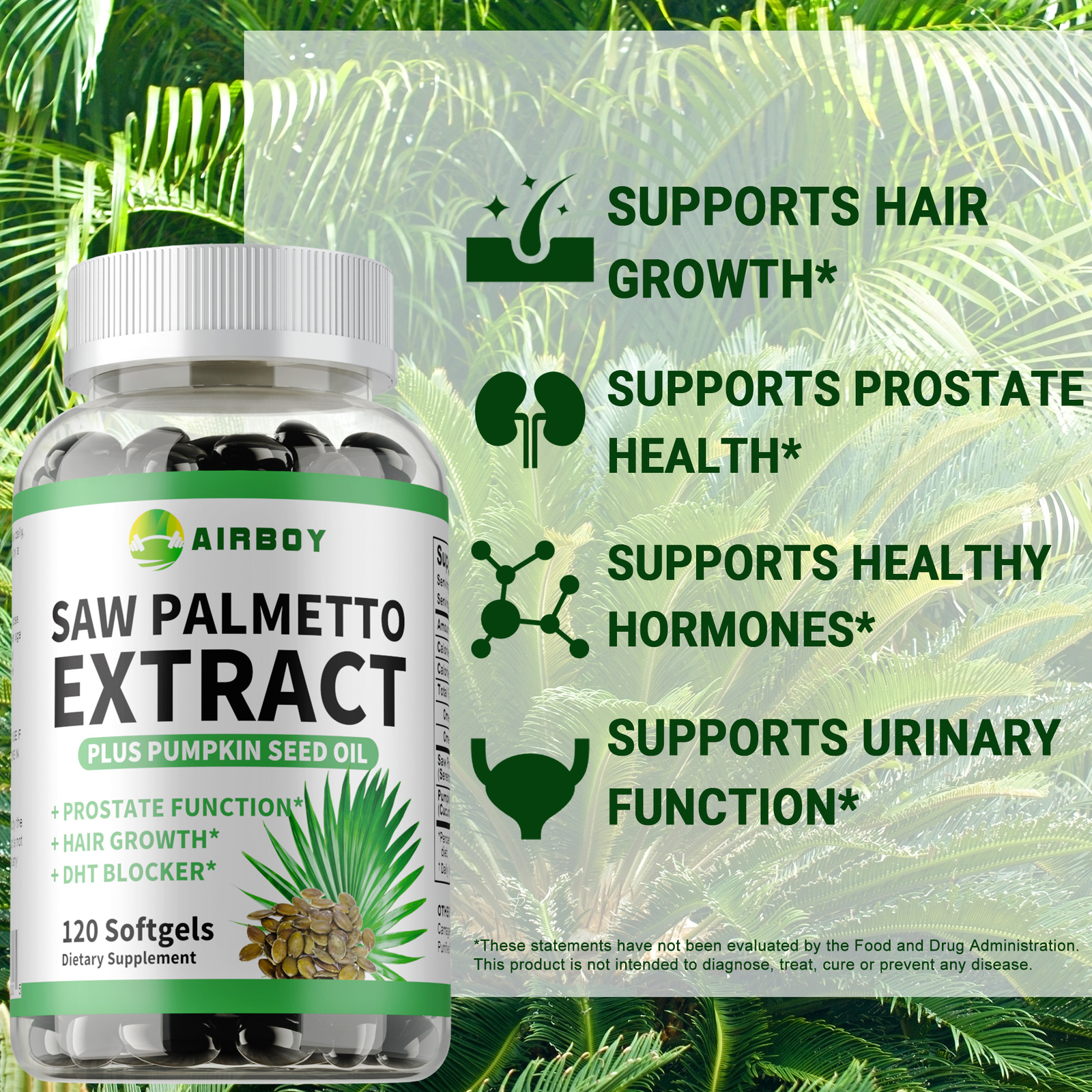 Saw Palmetto Extract – with Pumpkin Seed Oil, Prostate Health, Hair Growth