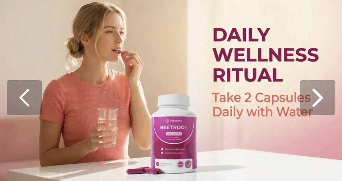 Rosabella Beetroot 1300 mg Dietary Supplement 30day Supply.