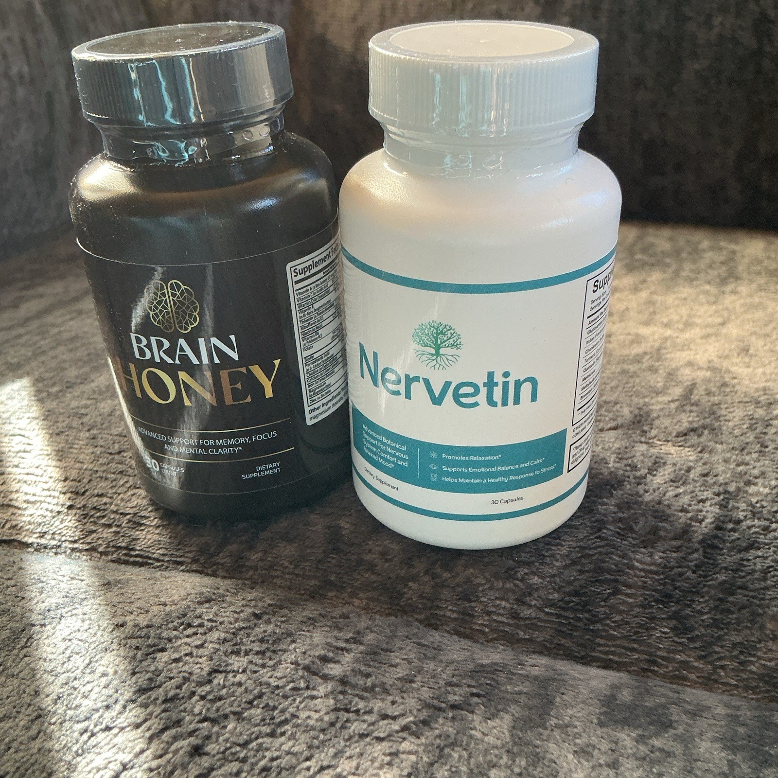 Brain Honey & Nervetin Dietary Supplement Capsules 2-Pack Bottles