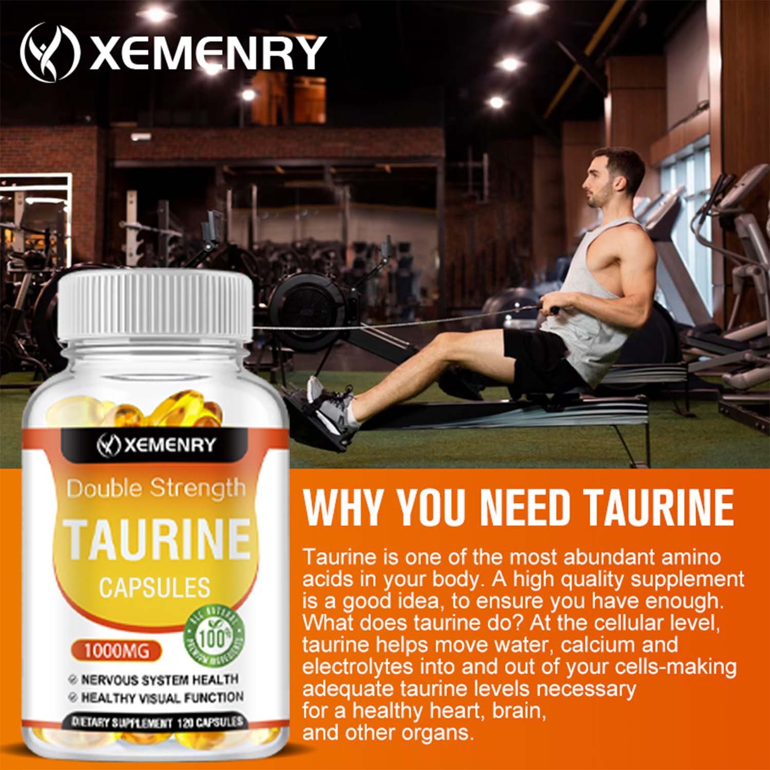Double Strength Taurine Capsules 1000mg – Healthy Nerve And Eye, Memory Support