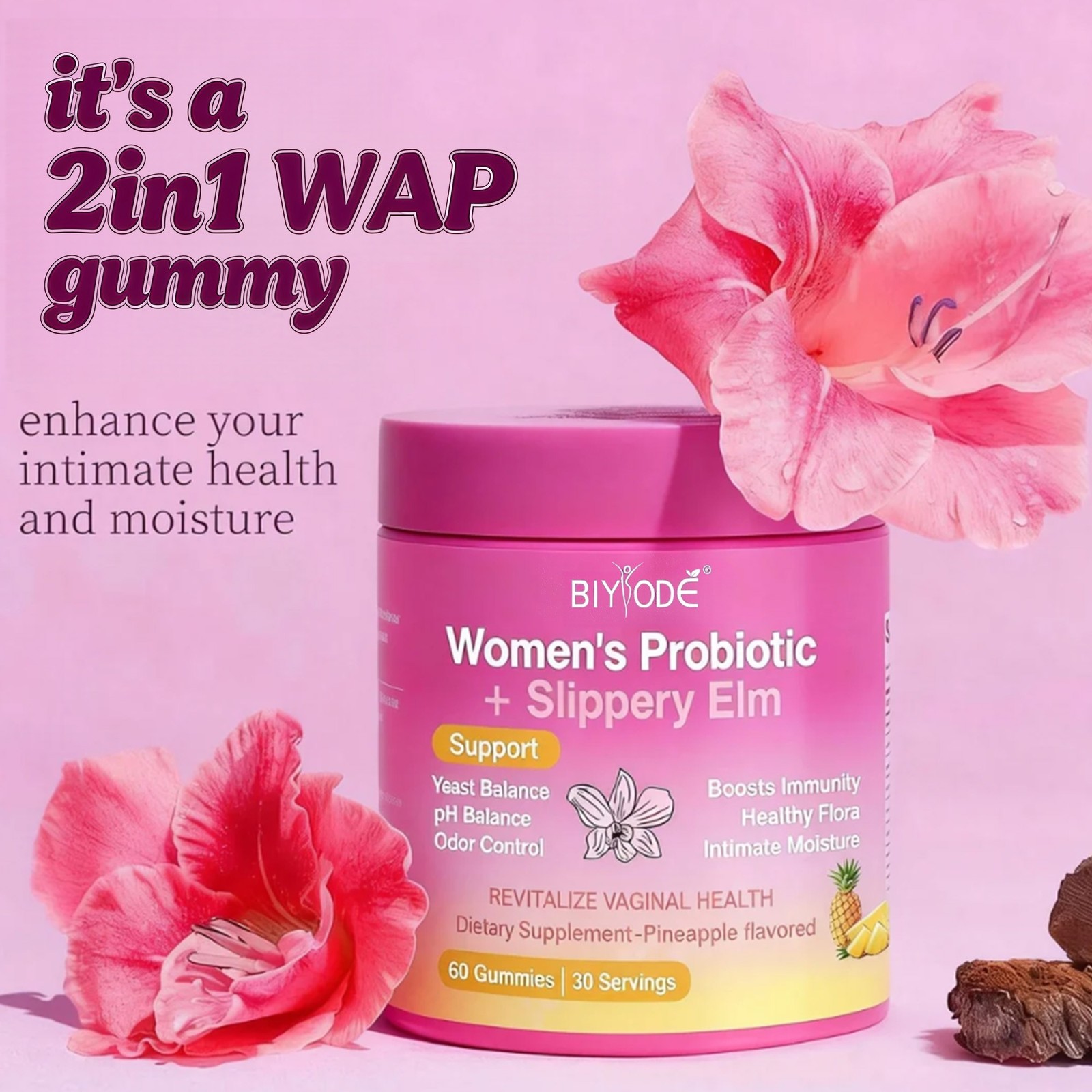 with Probiotic Women’s Slippery Elm – pH Balance, Odor & Yeast Control US
