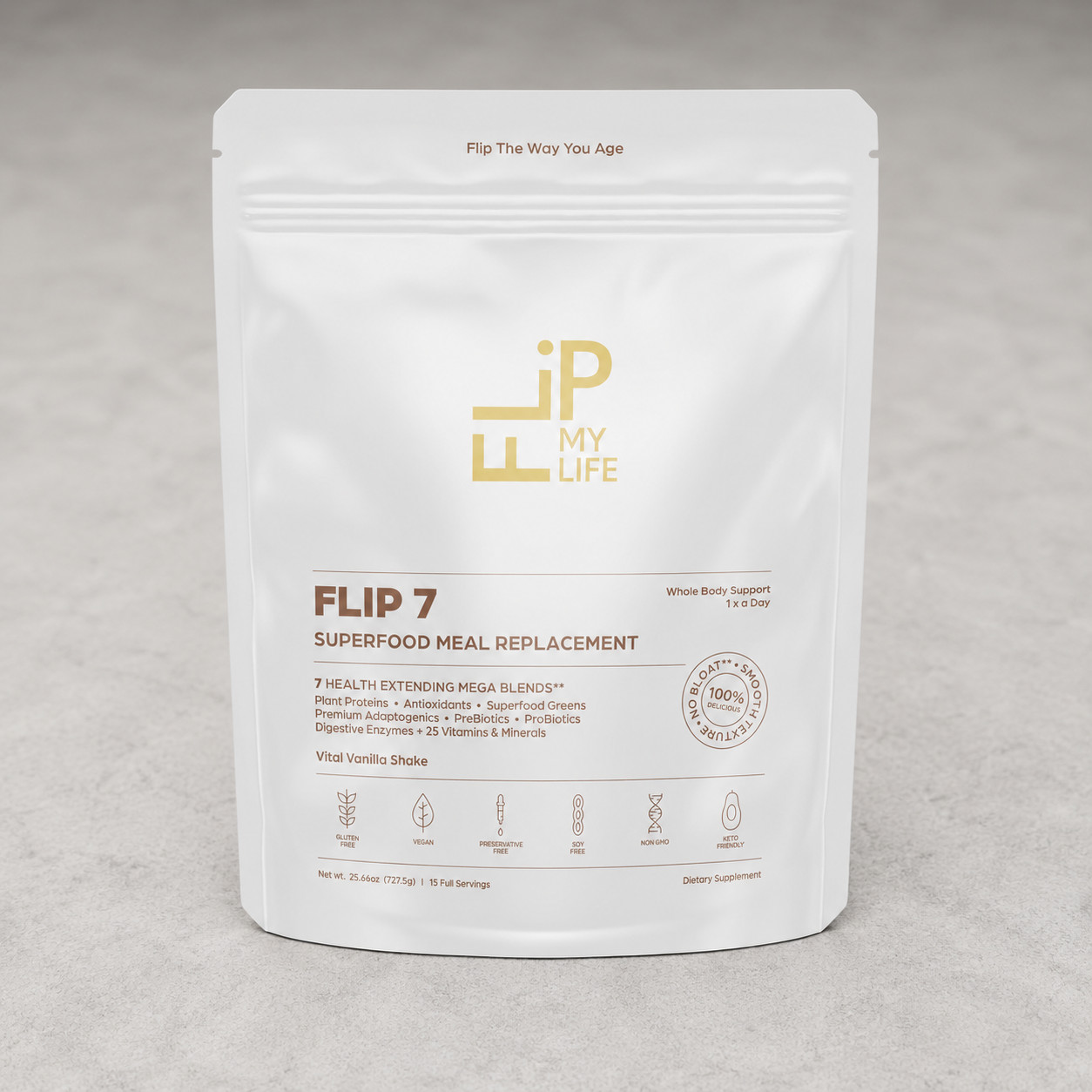 Flip 7 Superfood All-in-One Meal Replacement Shake Vanilla 15 Servings Vegan