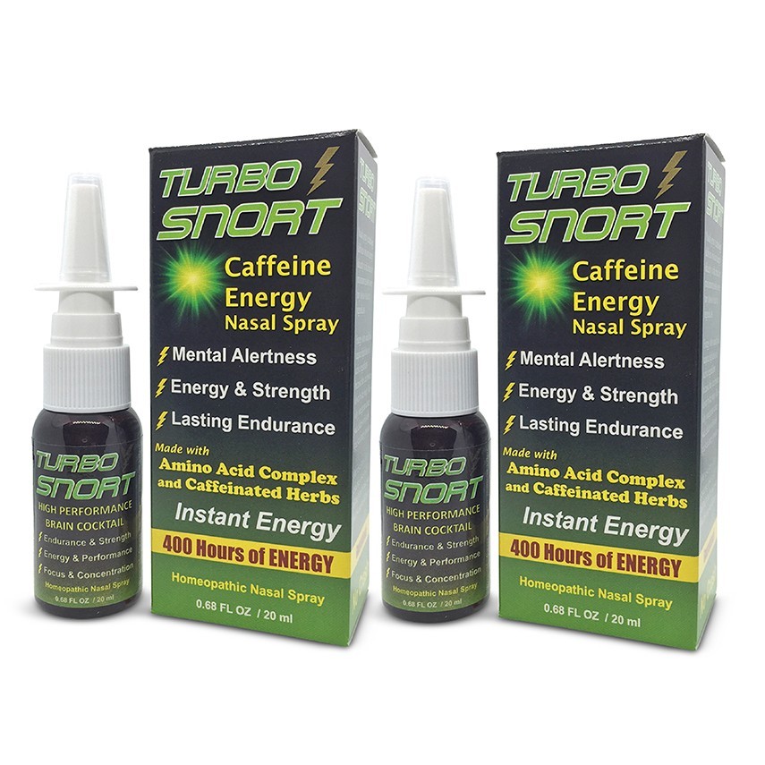 2 PACK – Turbo Snort Caffeine Energy Nasal Spray – Instant Mental Alertness
