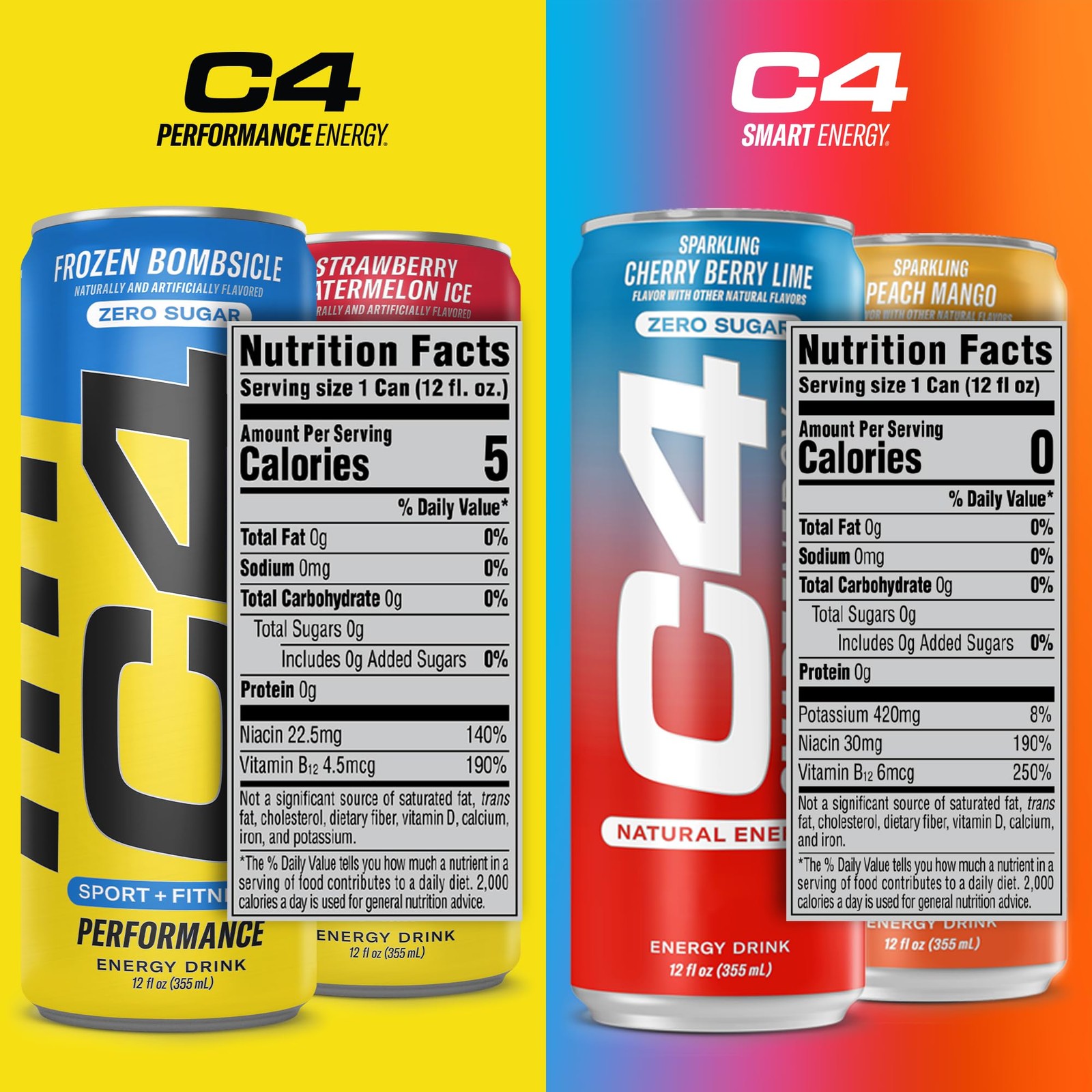Cellucor C4 Performance & Smart Energy Drink Official Variety Pack 12 Pack