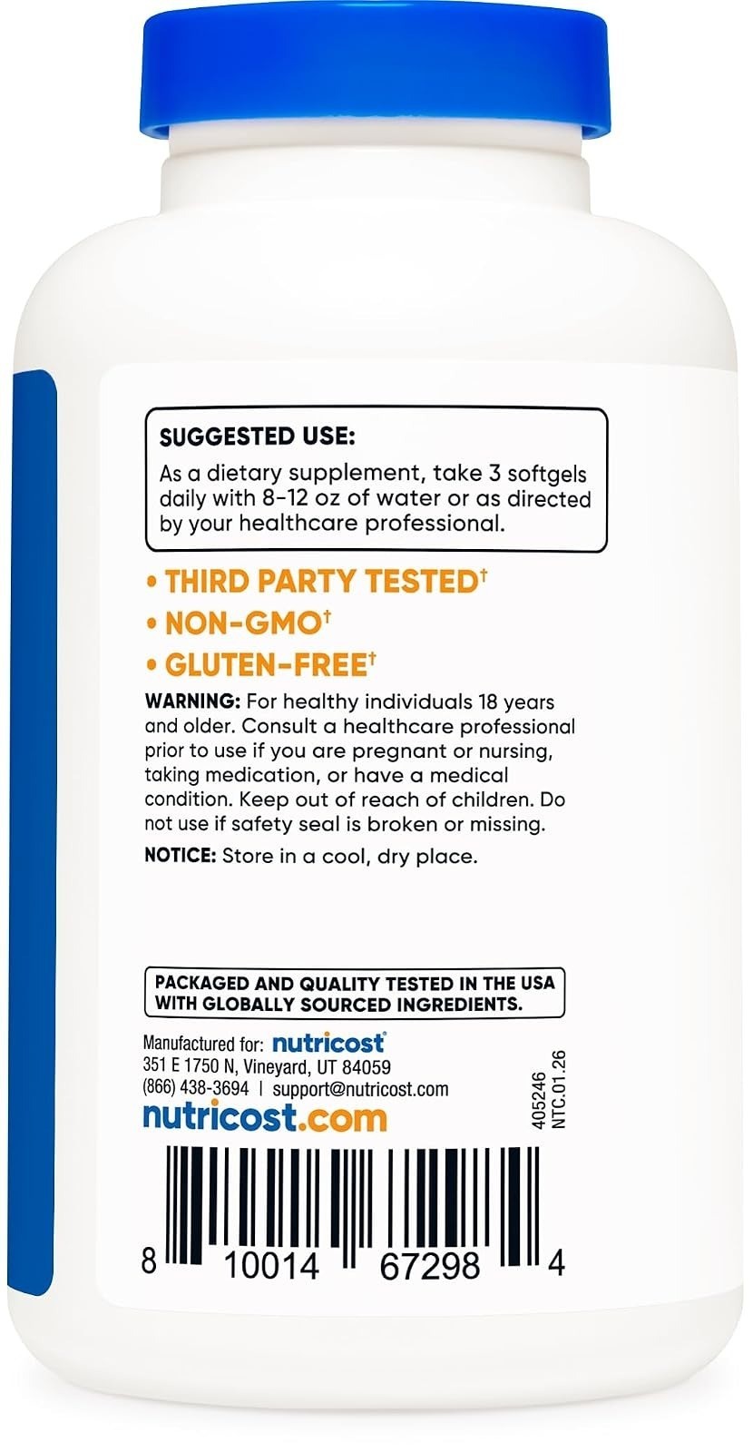 Nutricost Omega 3 Fish Oil 2500MG – 120 Softgels – Non-GMO, Gluten Free