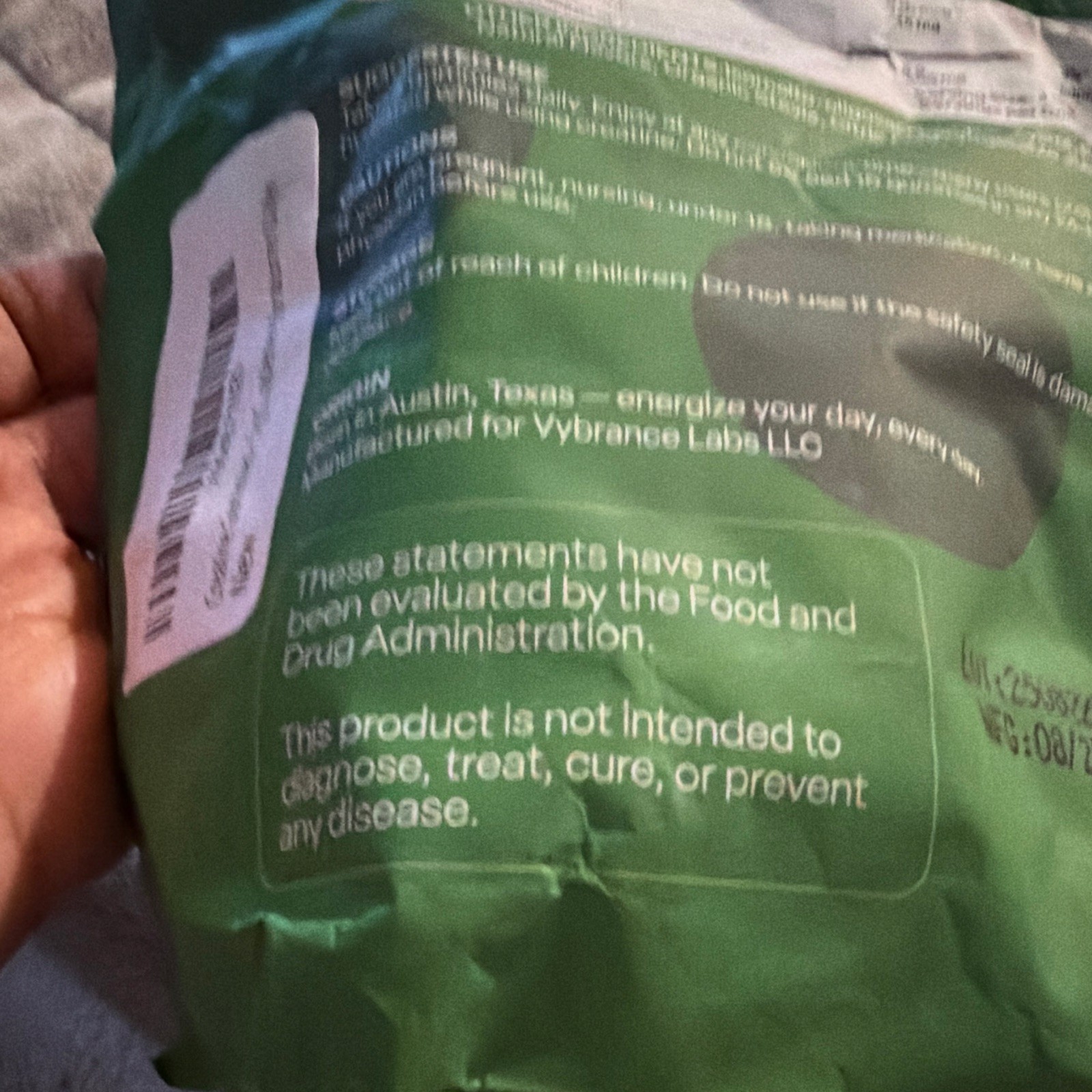 Vybrance Labs Creatine Monohydrate Gummies 120ct Green Apple Vegan Exp 08/2025