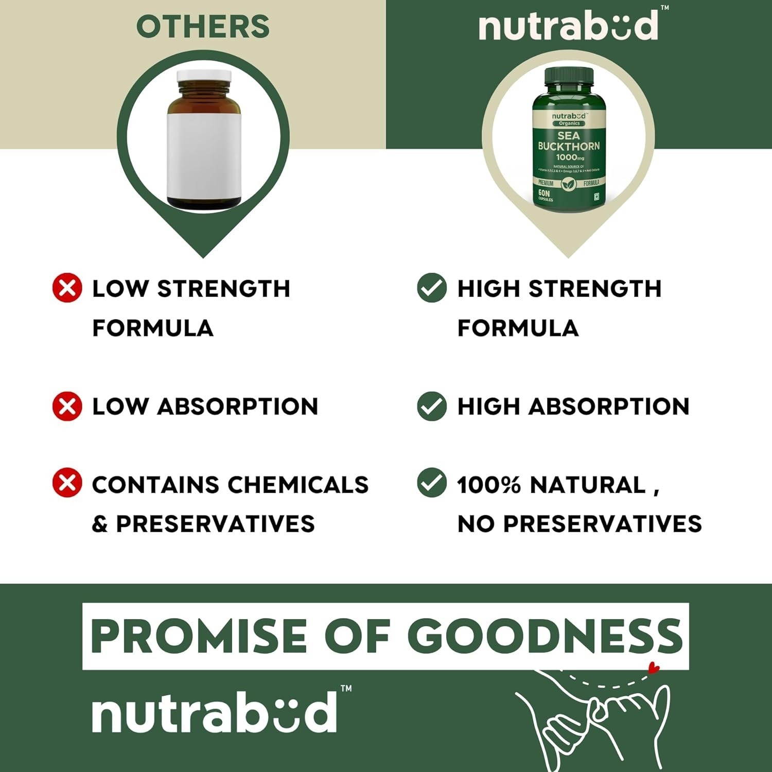 Nutrabud Sea Buckthorn Berry Powder Capsules 1000mg – 60 Caps Vitamin-A,C,E,K