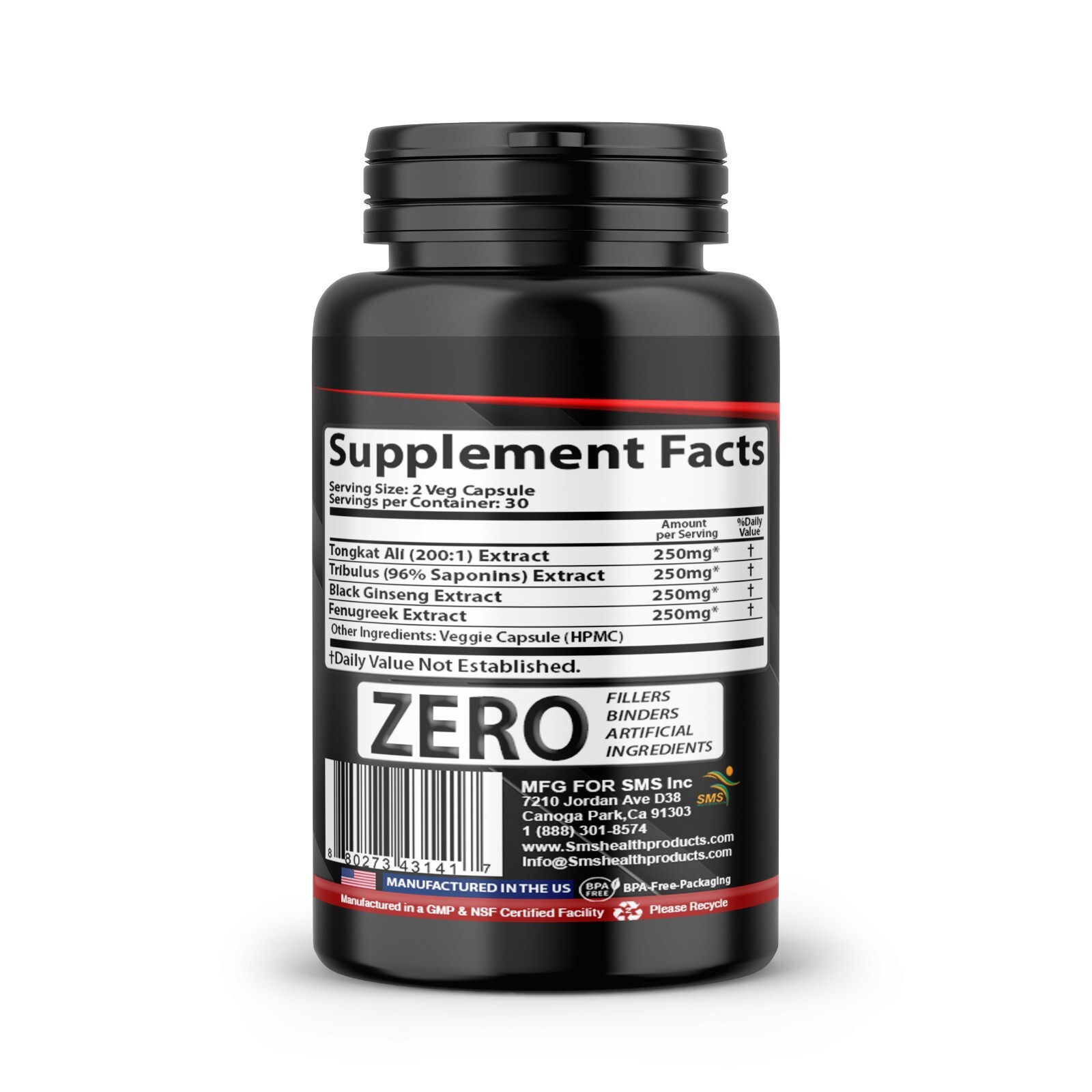 Testo Booster Stamina Energy Performance Pill Organic 60 Veggie Capsules By SMS