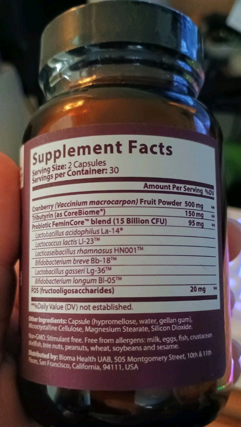 BIOMA Feminine Synbiotic Urinary Tract Wellness 60 Caps Exp 3/2028