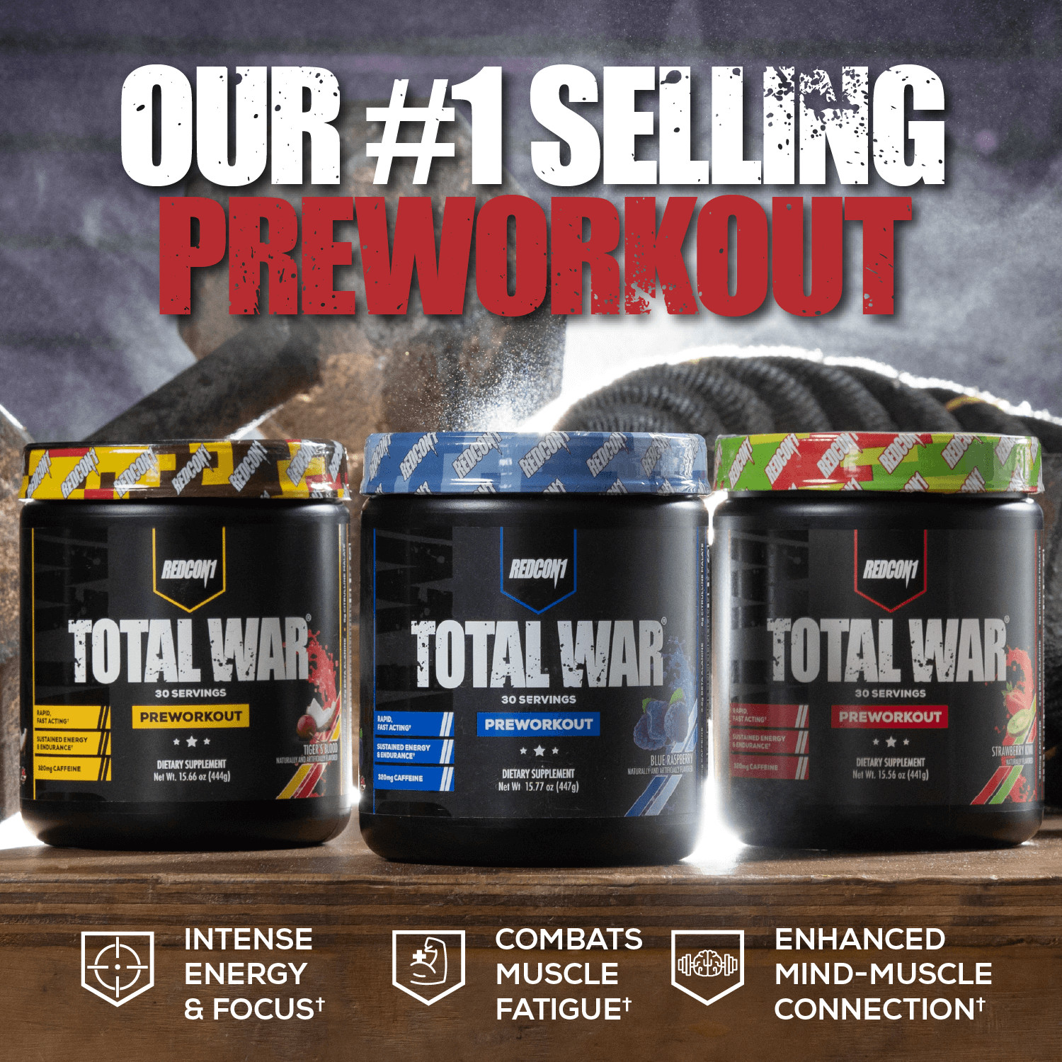 REDCON1 TOTAL WAR Pre Workout Insane Energy New Formula NEW FLAVORS! FREE SHIP