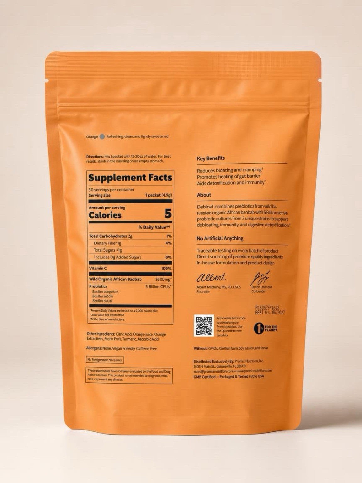 Promix Nutrition Debloat Prebiotics and Probiotics with Baobab – Rich in Vitamin