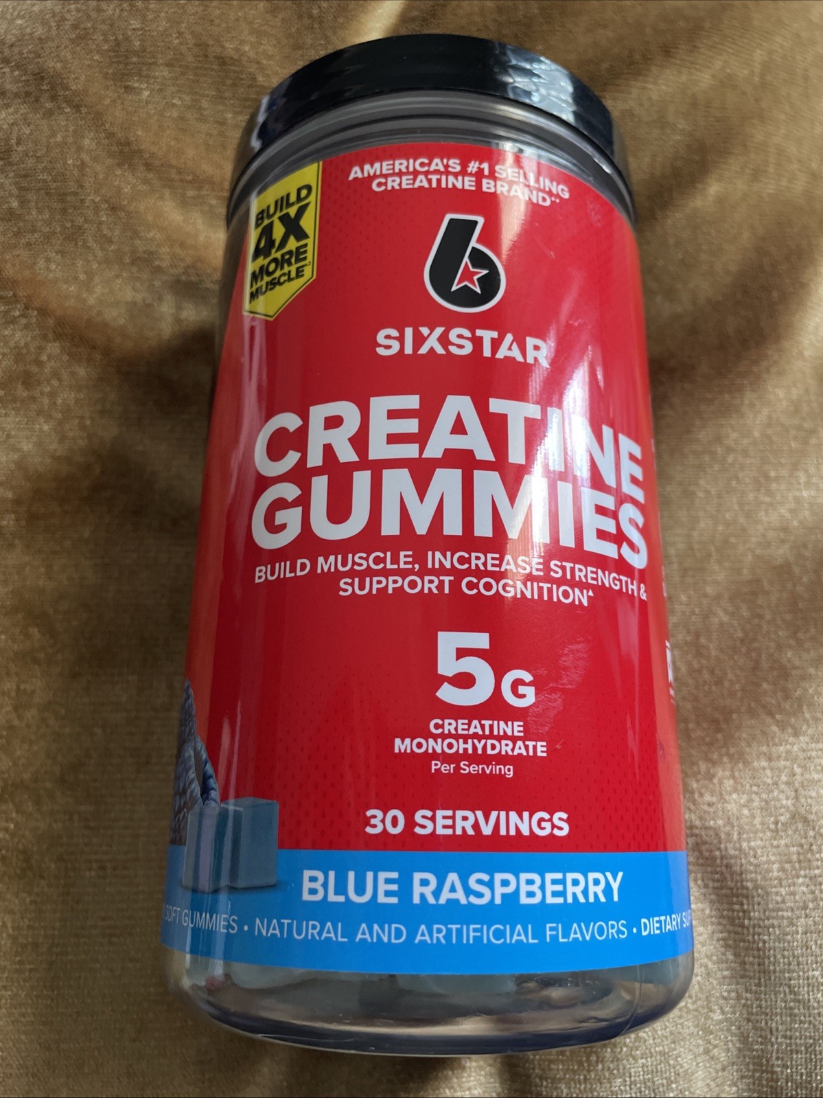 Six Star Creatine Monohydrate Gummies 5g Sugar-Free Blue Raspberry 30 Servings