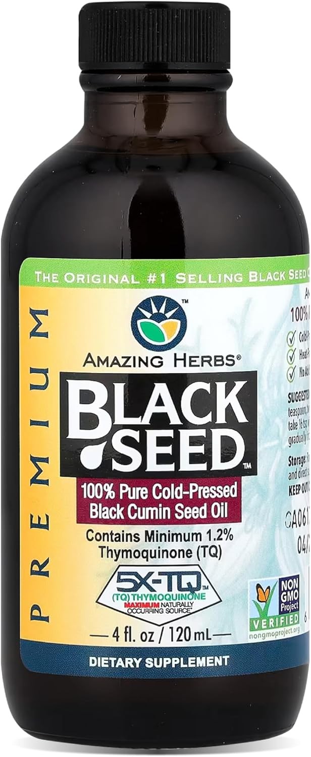 Amazing Herbs Premium Black Seed Oil – Cold Pressed Nigella Sativa Aids in Diges