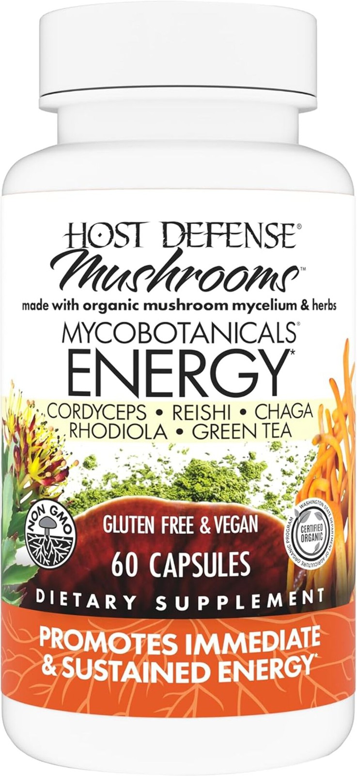 Host Defense MycoBotanicals Energy* – Energy Support 60 Capsules EXP 01/29