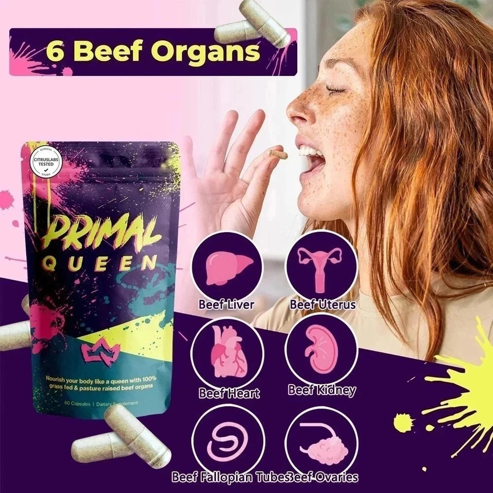 New Primal Queen Beef Organ Supplement for Women 60ct – 1 MONTH SUPPLY!