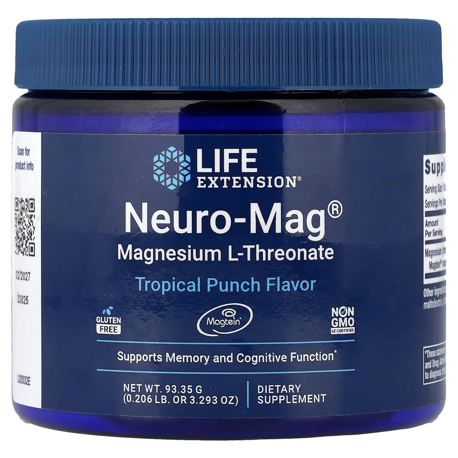 2 X Life Extension, Neuro-Mag�, Magnesium L-Threonate, Tropical Punch, 3.293 oz