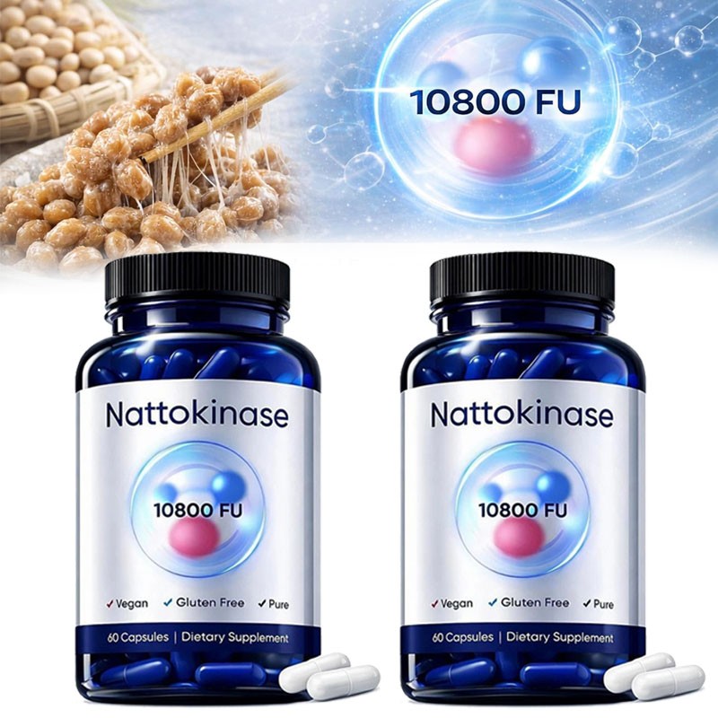 Nattokinase Supplement – 10800 FU 60 Capsules Per Serving Heart Circulation US