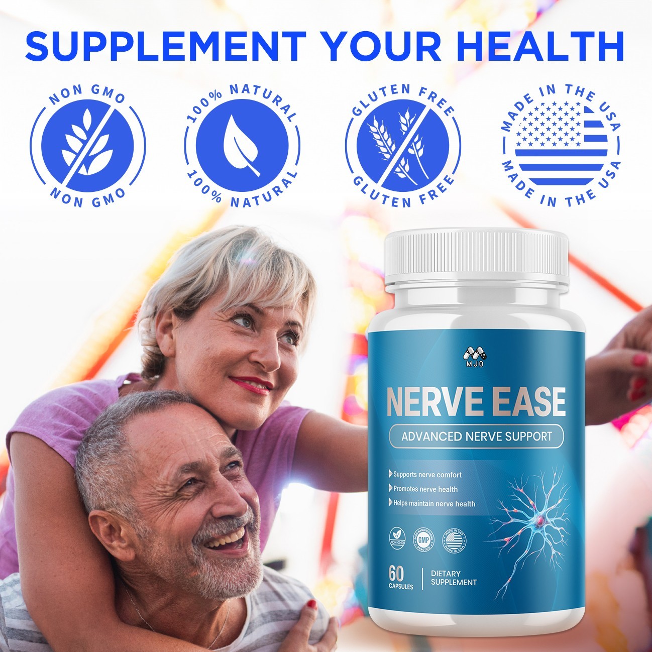 (3 Pack) Nerve Ease Advanced Nerve Support Strength Formula NerveEase 180 Caps