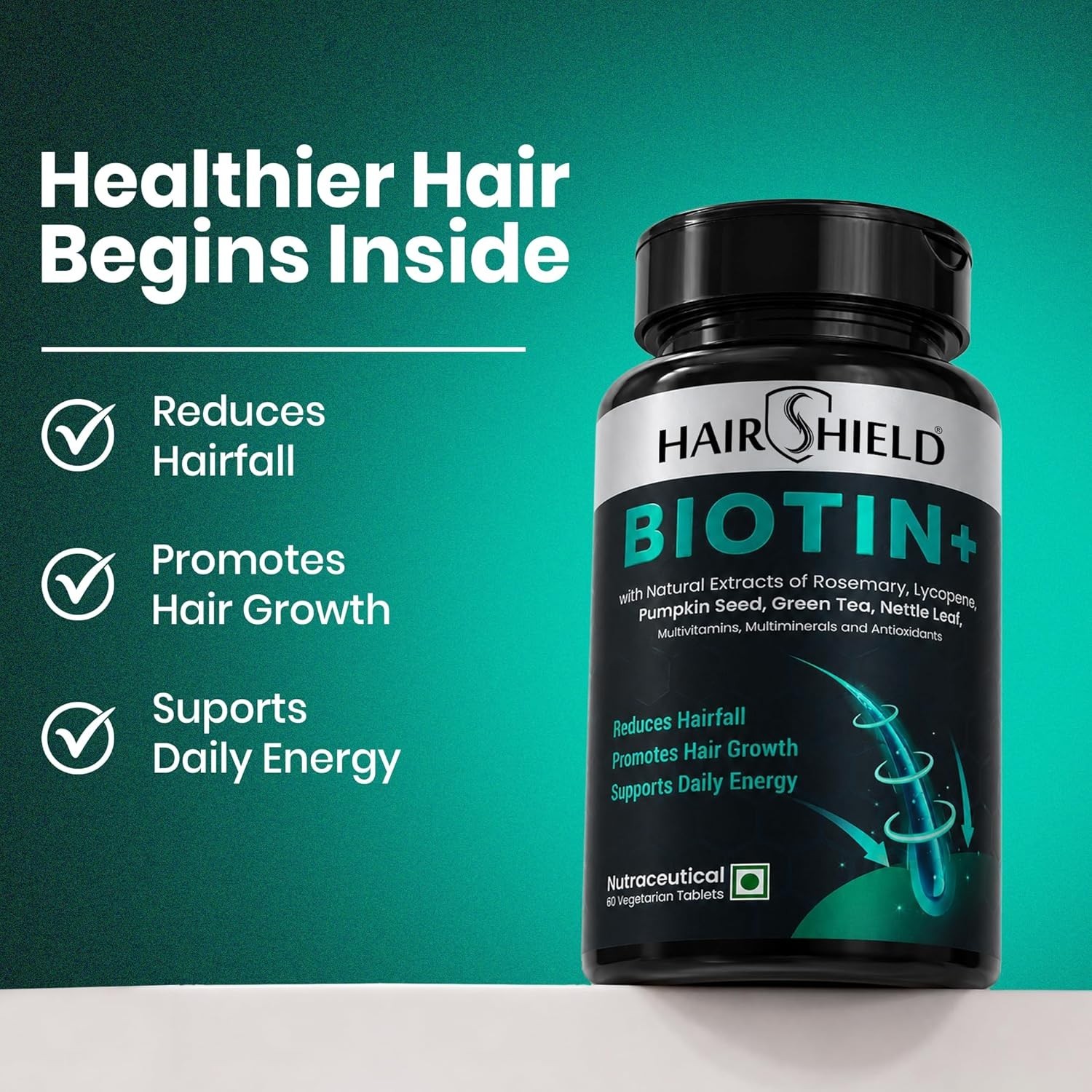 3x Hair.shield Biotin+ Hair Skin Nails 60 Tablets