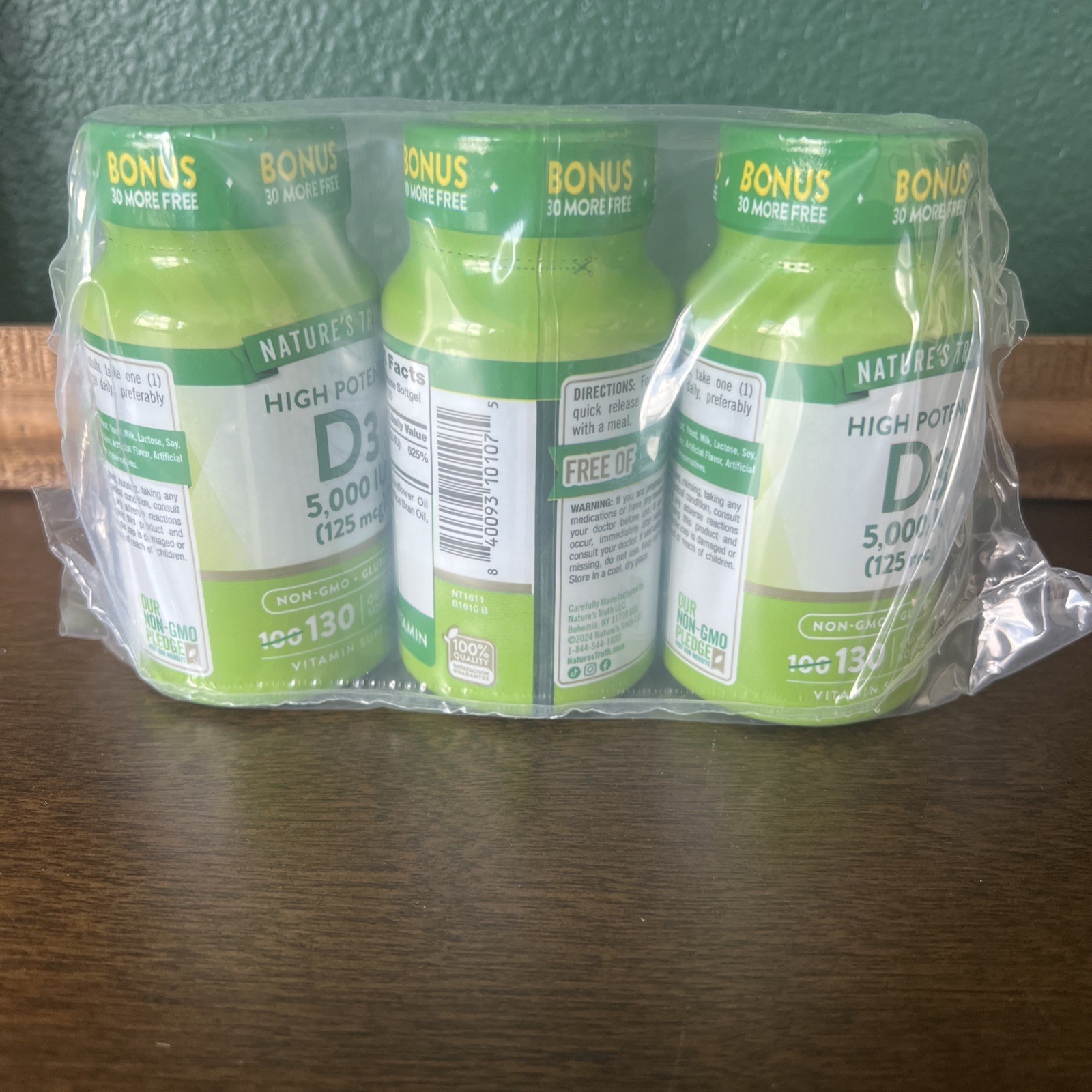 Nature’s Truth D3 5000 IU High Potency 390 Softgels, 5/28-3pk