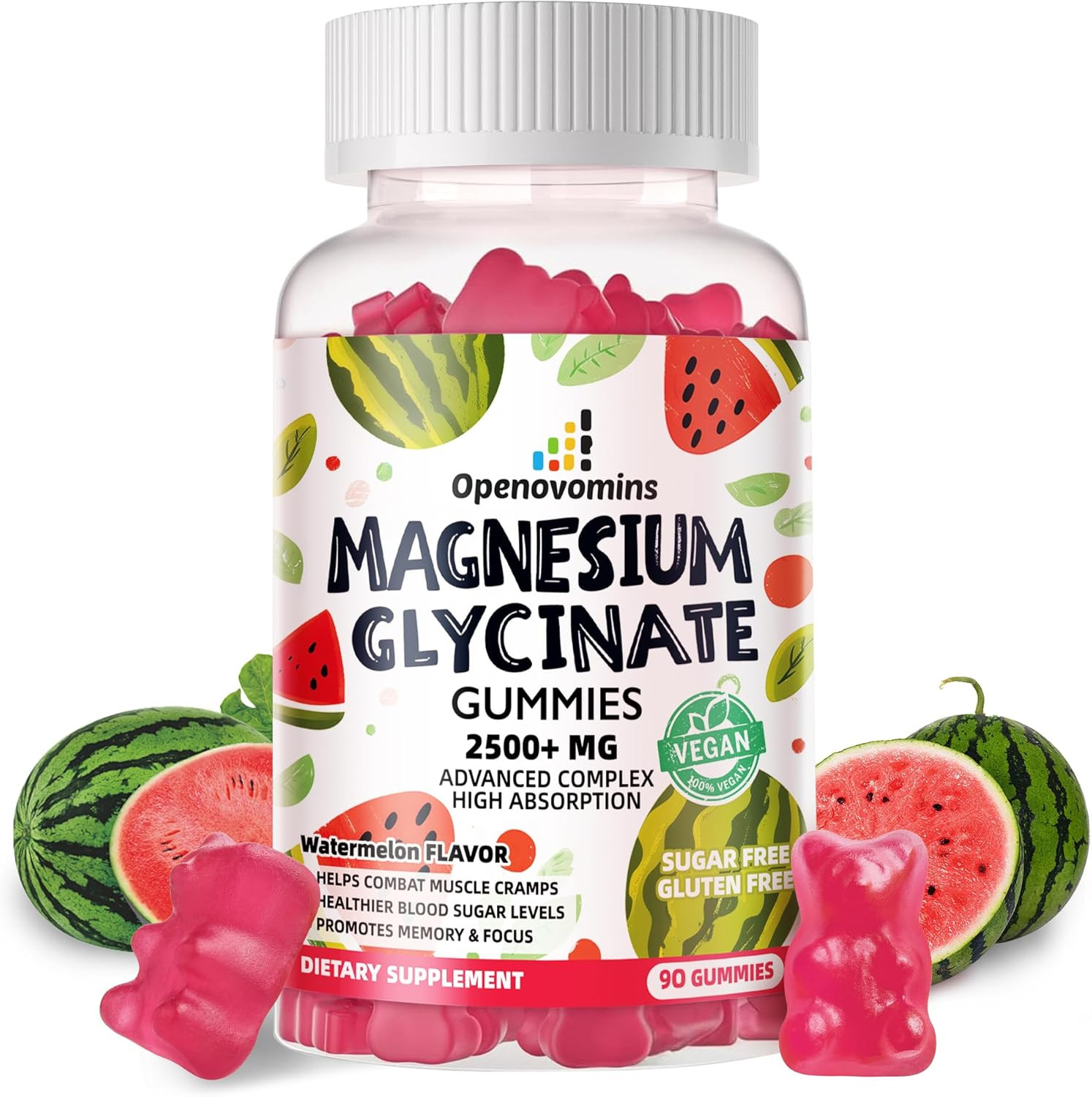 Magnesium Glycinate Gummies 2500mg – Sugar Free Magnesium Potassium Supplement