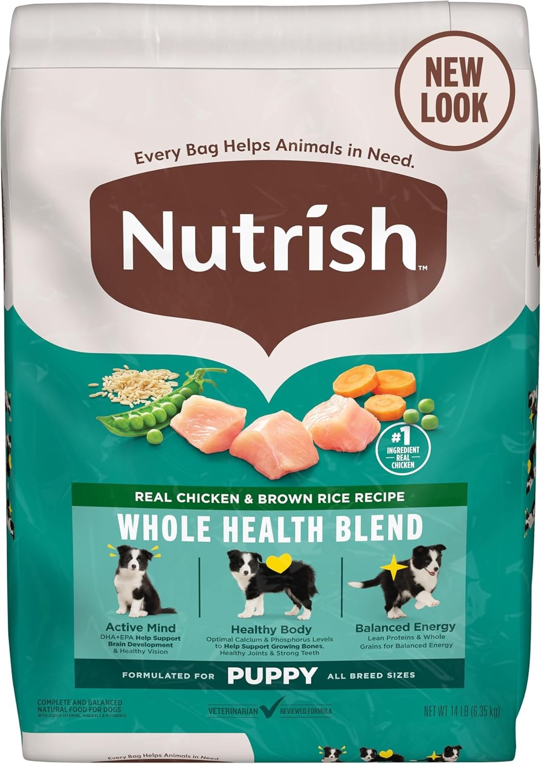 Nutrish Bright Puppy Premium Natural Dry Dog Food,Real Chicken & Brown Rice Reci