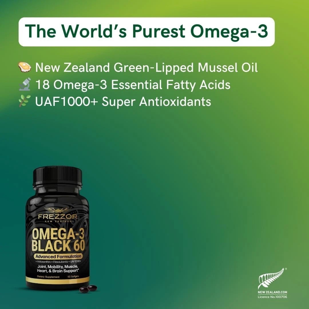 53x Potency Omega 3 Black Softgels for Joint Comfort & Muscle Support – 60 Count
