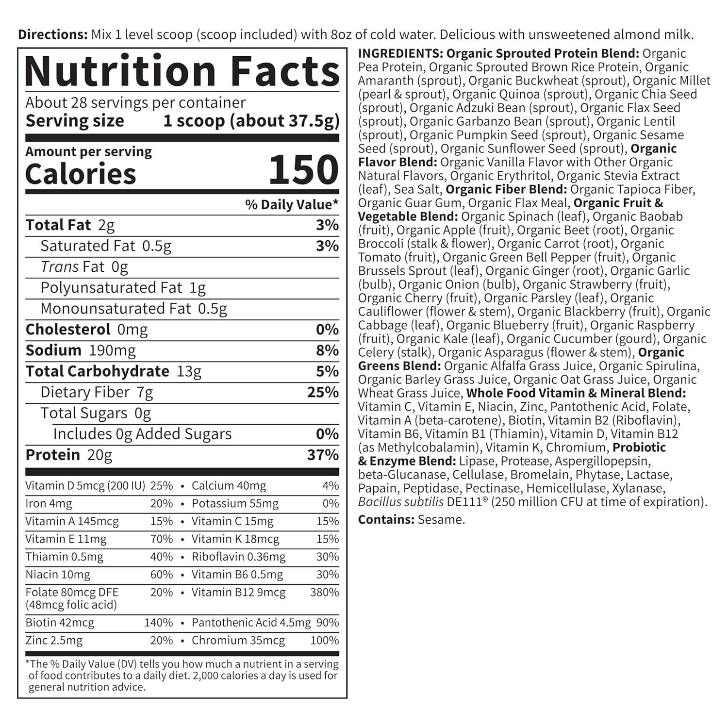Garden Of Life – Raw Organic Meal Vanilla – 2.5 lbs 02/28
