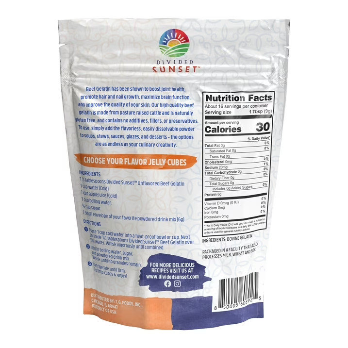 Divided Sunset, Unflavored Beef Gelatin Powder, 5 oz (142 g) Free Shipping