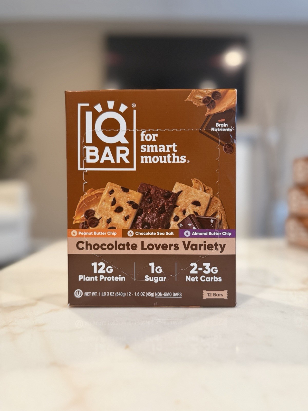 IQBAR Brain and Body Plant Protein Bars – Chocolate Lovers Variety – 12-Count
