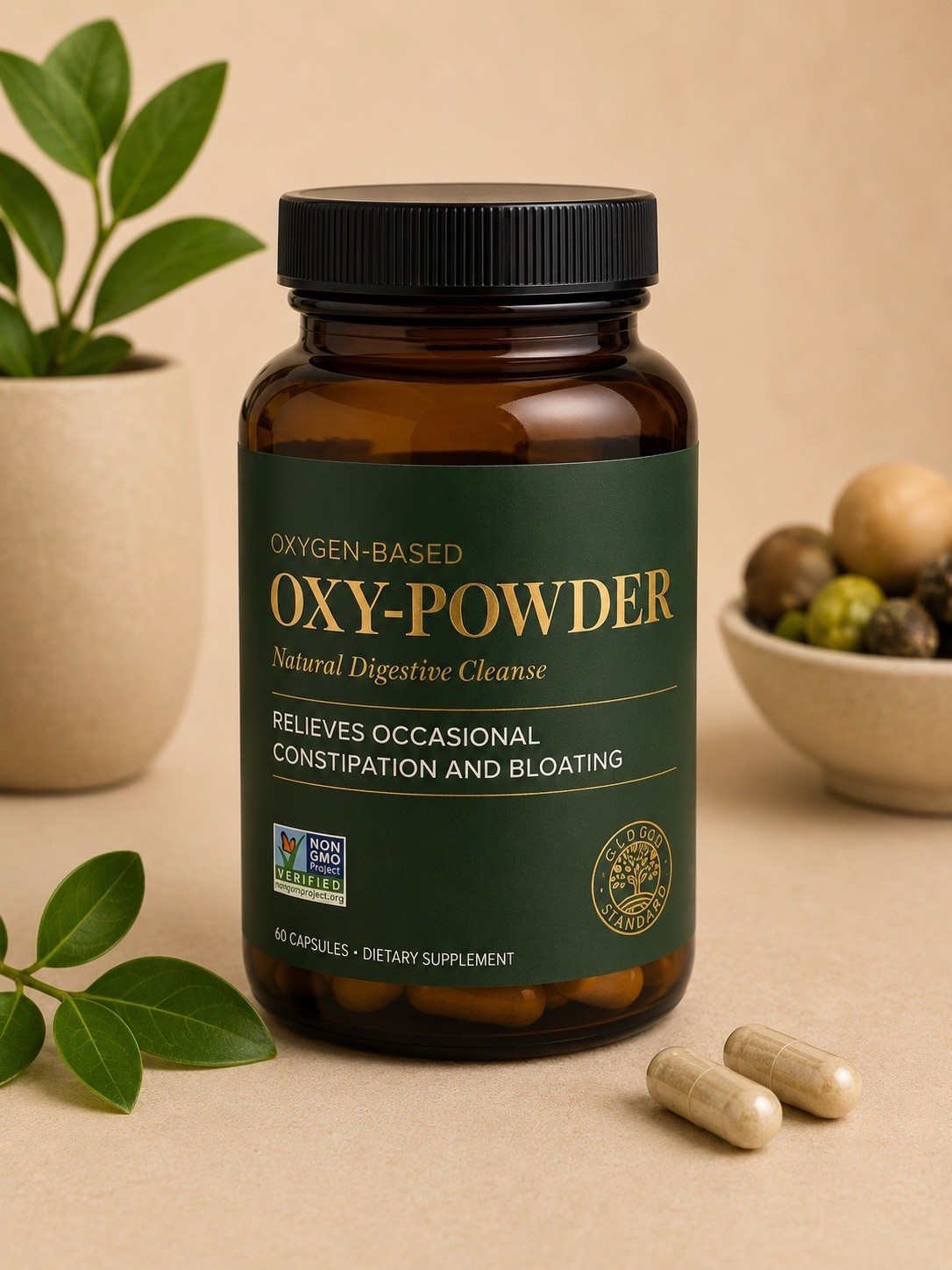 Global Healing Oxy-Powder Colon Cleanse Natural Digestive Detox 60 Caps 12/28