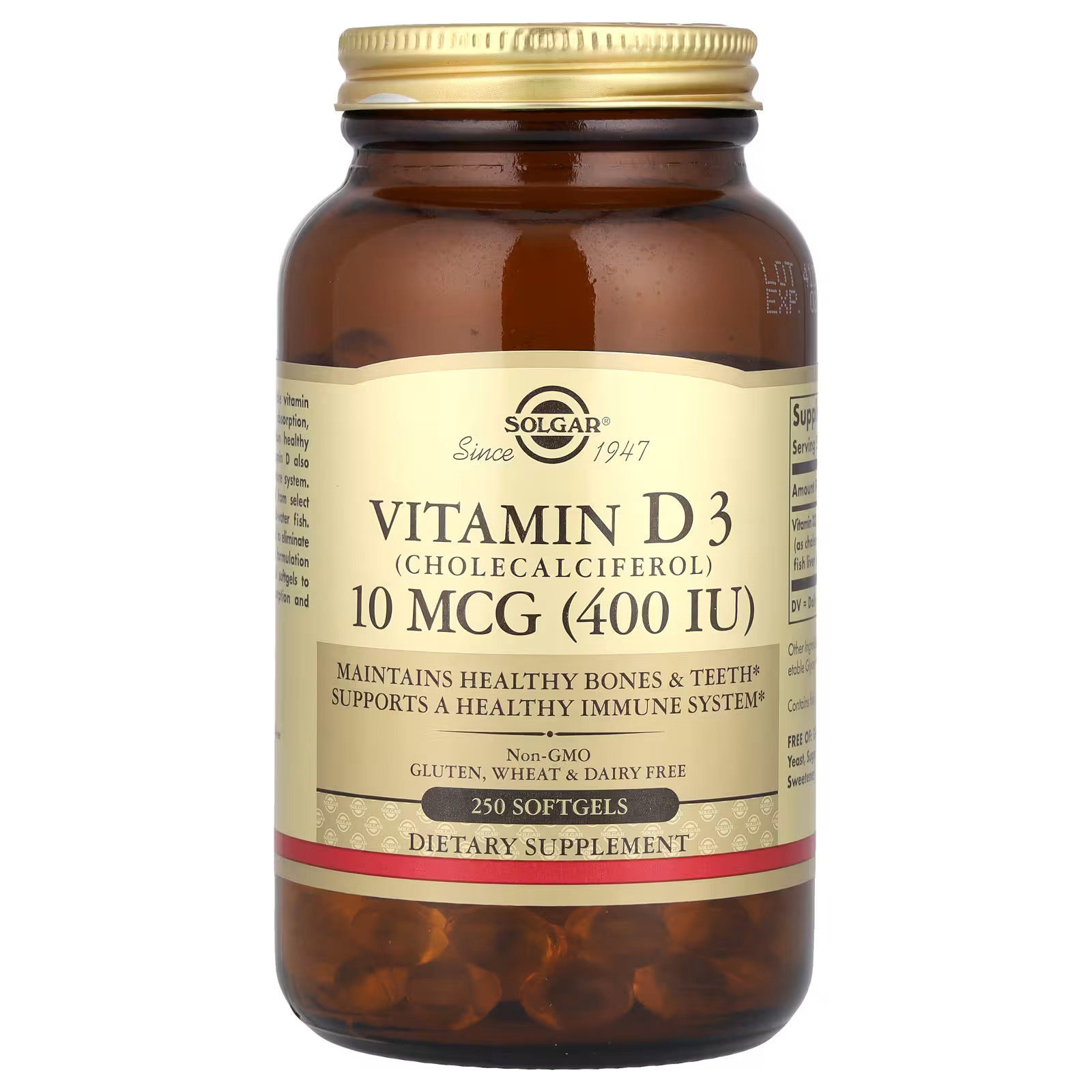 Solgar Vitamin D3 10 mcg (400 IU) 250 Softgels