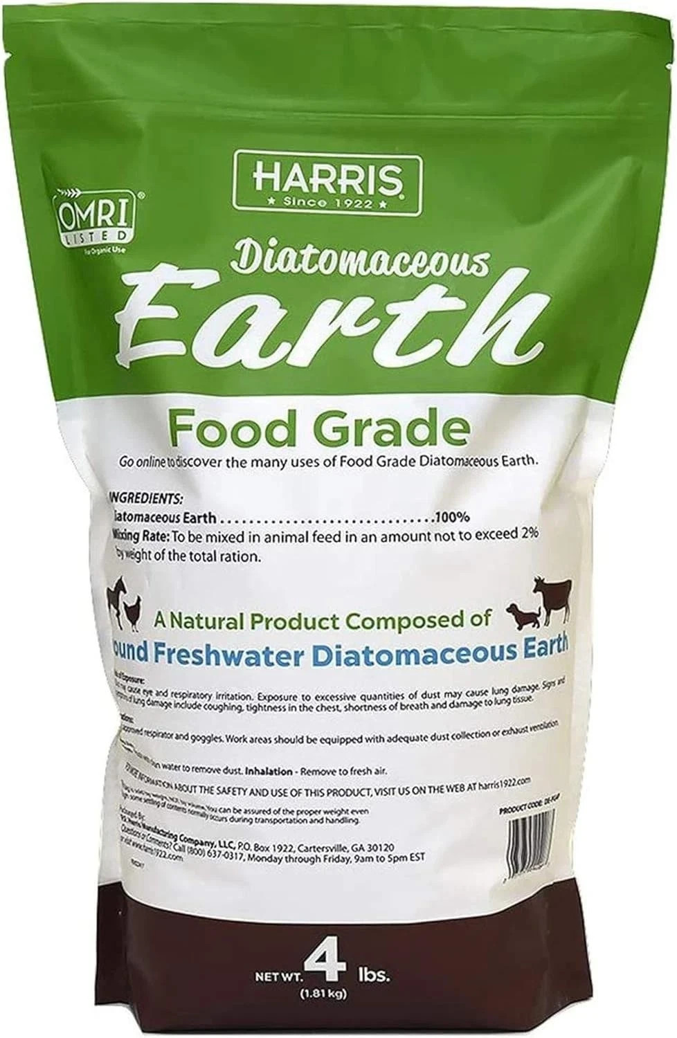 Diatomaceous Earth Food Grade, 4lb with Powder Duster Included in the Bag