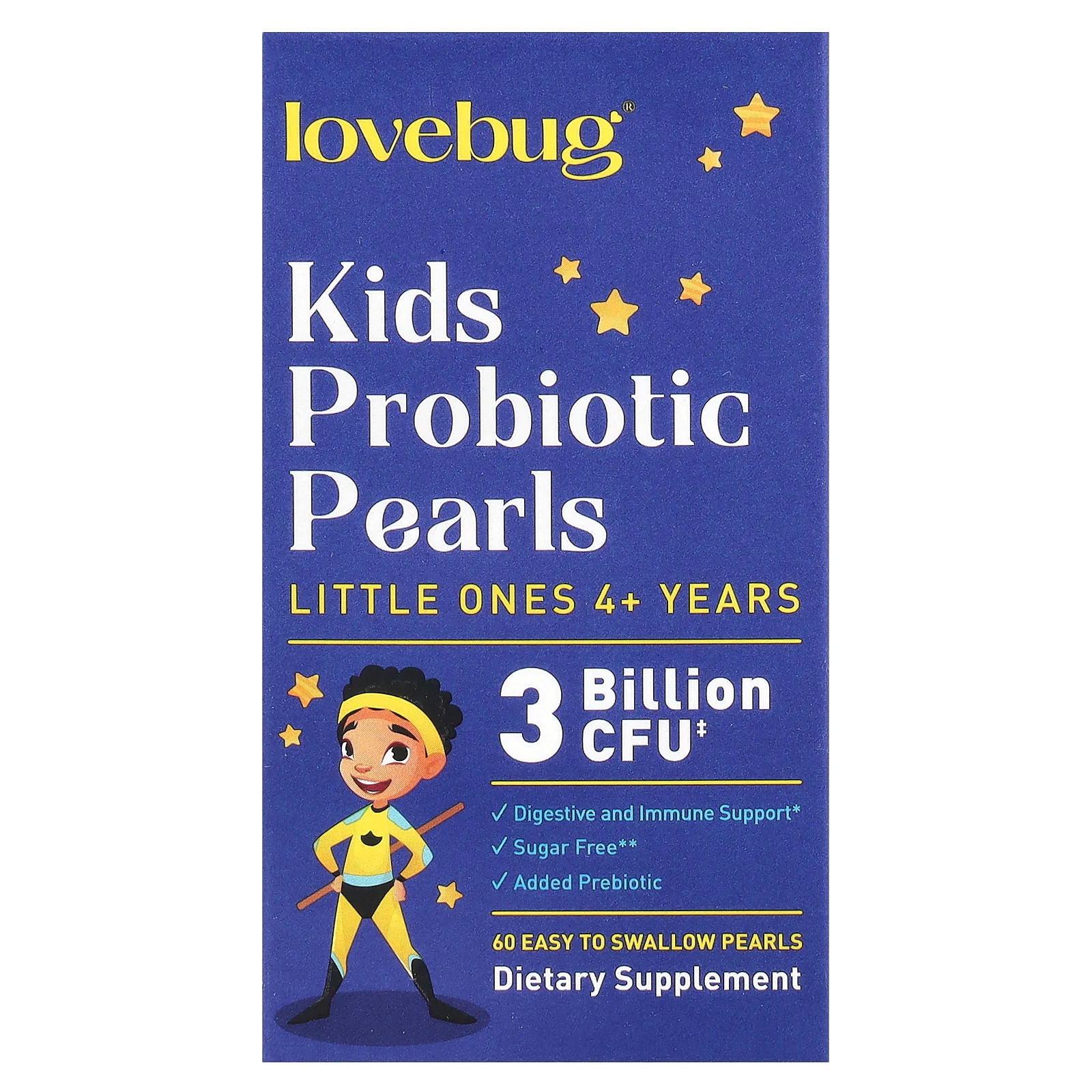 2 X LoveBug Probiotics, Kids Probiotics Pearls, 4+ Years, 3 Billion CFU, 60 Eas