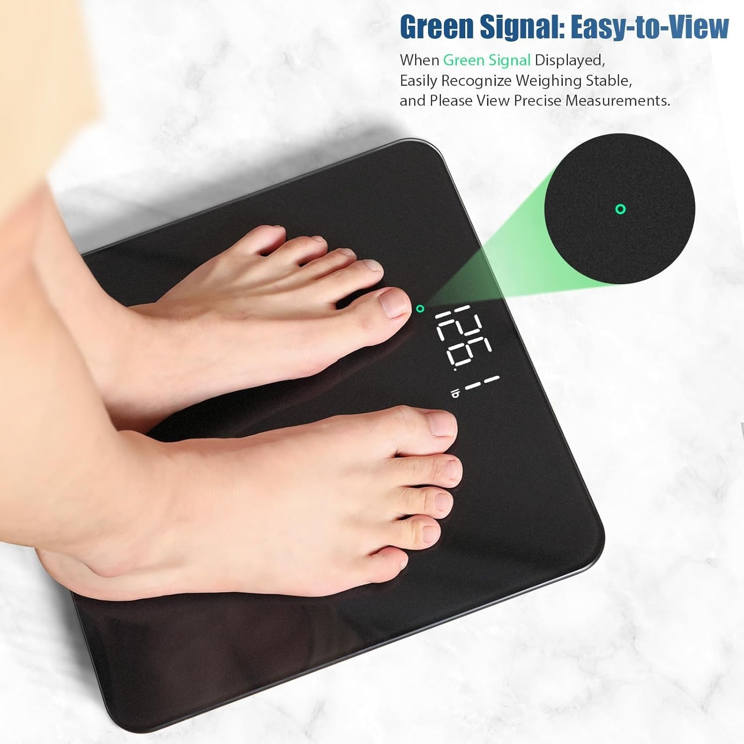 Precision Digital Body Scale, 0.1lb Accuracy, 400lb/182kg, Elegant Black Finish