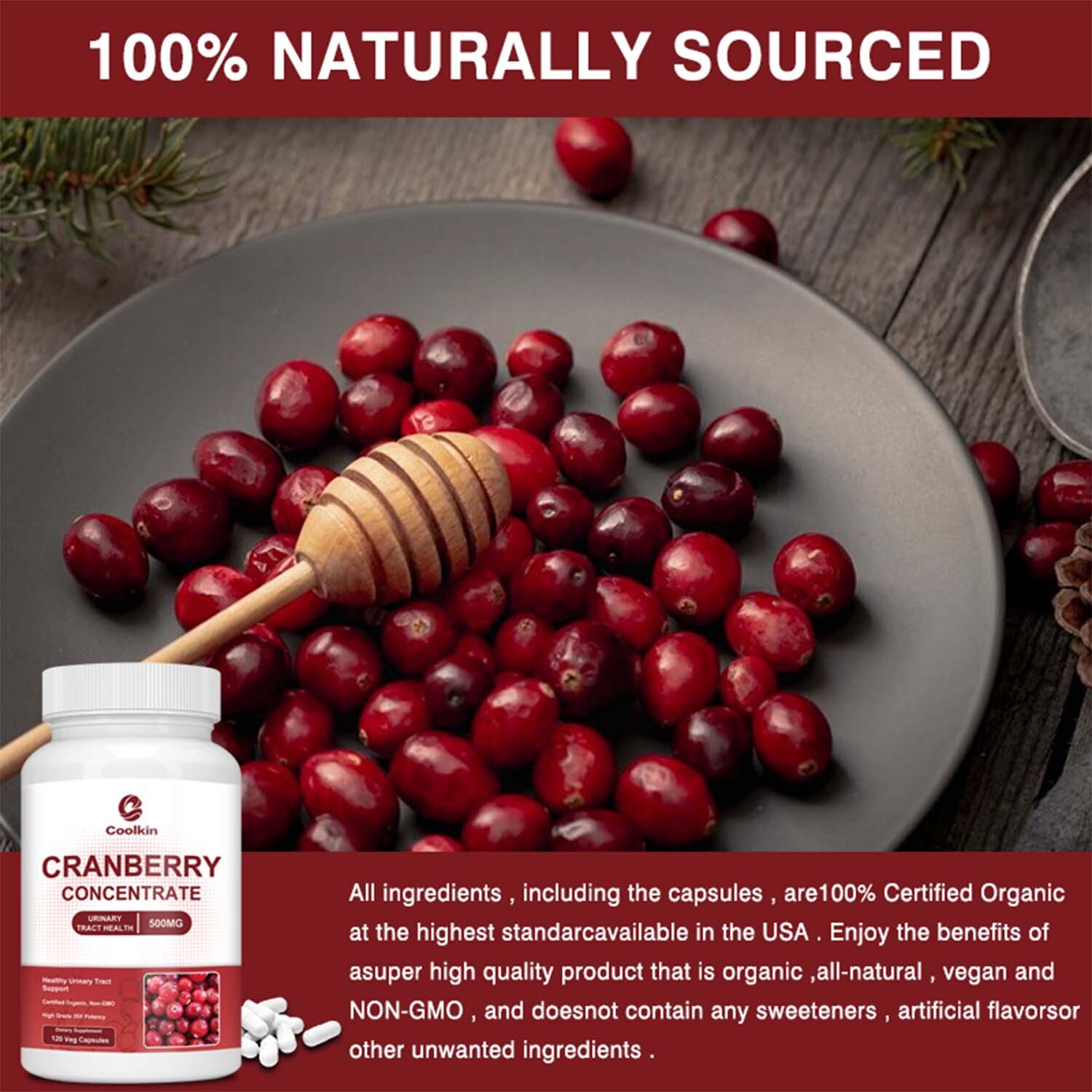 Cranberry Concentrate 500mg – Urinary Health,Bladder & Kidney,Cleansing & Detox