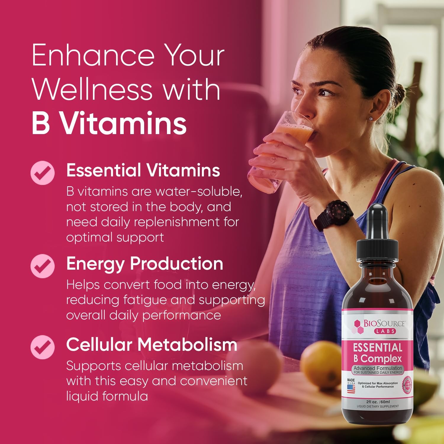 Biosource Labs Essential B Complex – Daily Vegan Vitamin B-Complex Sublingual