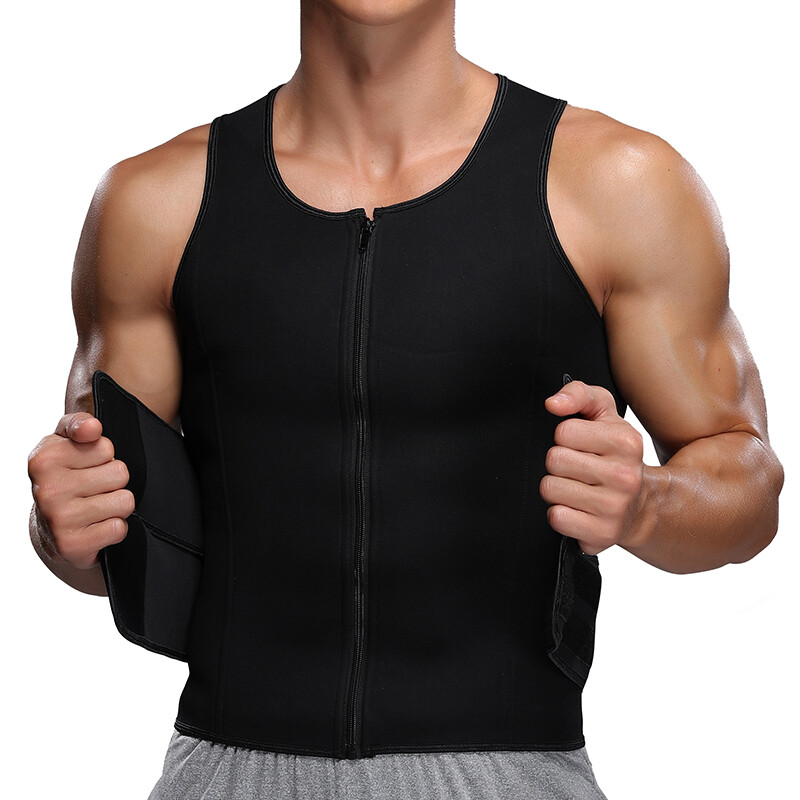 Men Neoprene Sauna Sweat Suit Waist Trainer Vest Fat Burn Body Shaper Tank Top