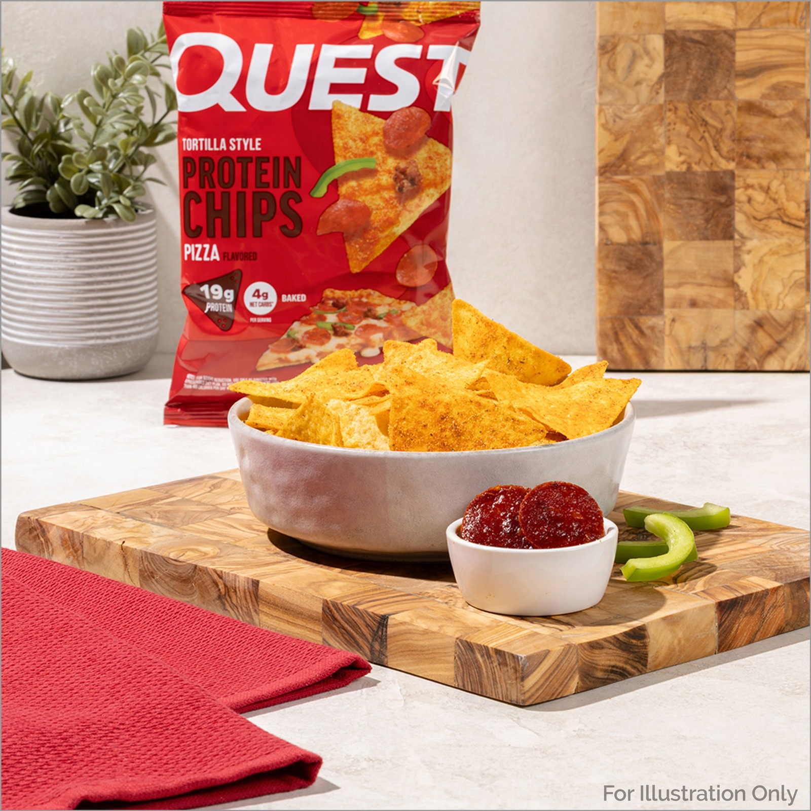 Quest Tortilla Style Protein Chips, 19G Protein, Baked, Pizza Flavor, 1.1Oz Bags