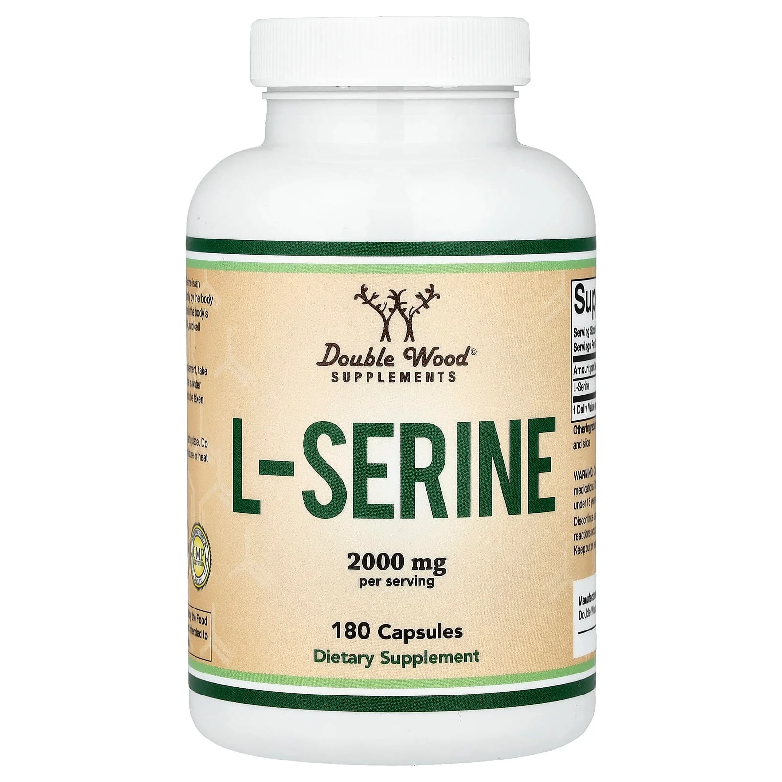 2 X Double Wood Supplements, L-Serine, 180 Capsules (500 mg per Capsule)