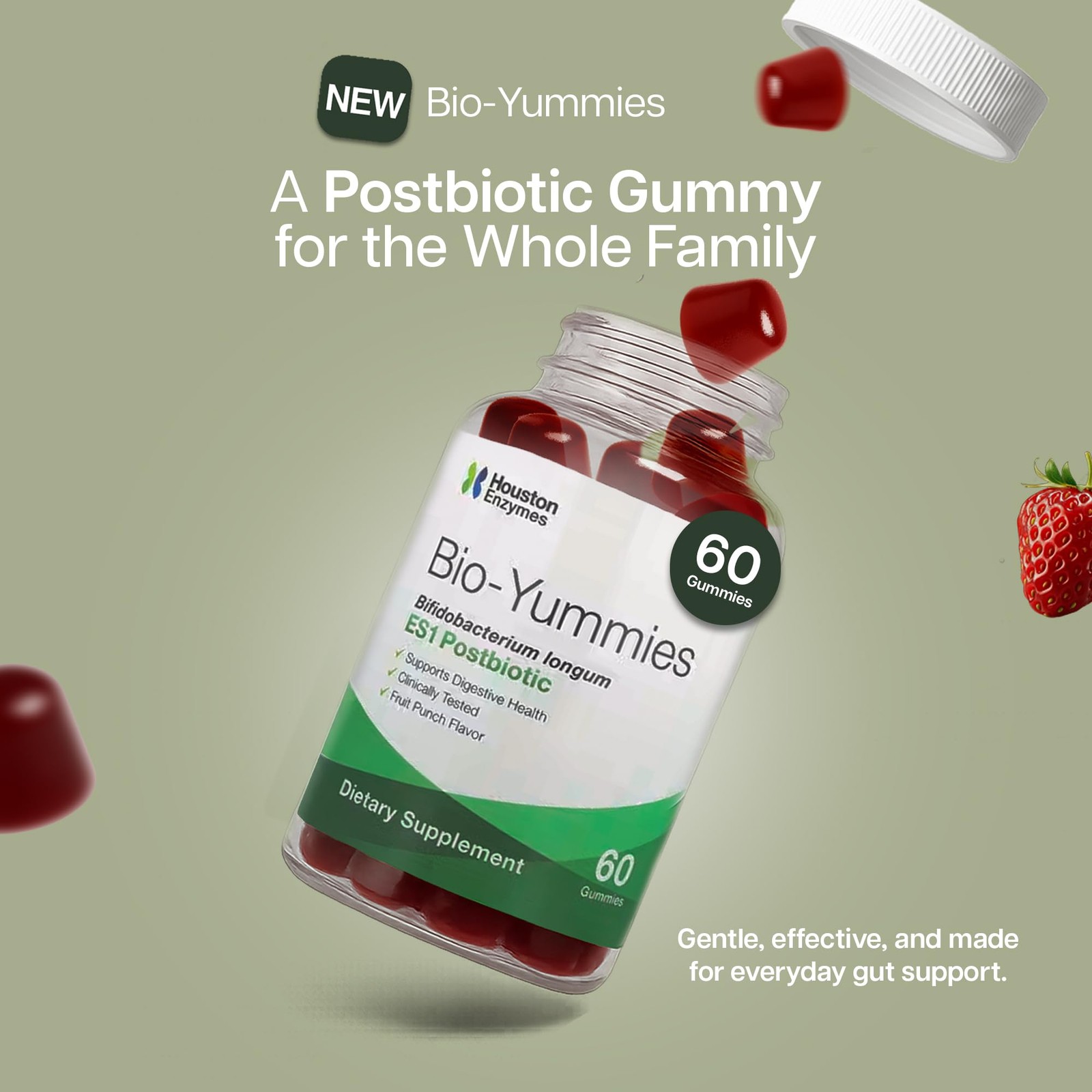 Houston Enzymes Bioyummies Postbiotic Digestive Health Supplement Es1