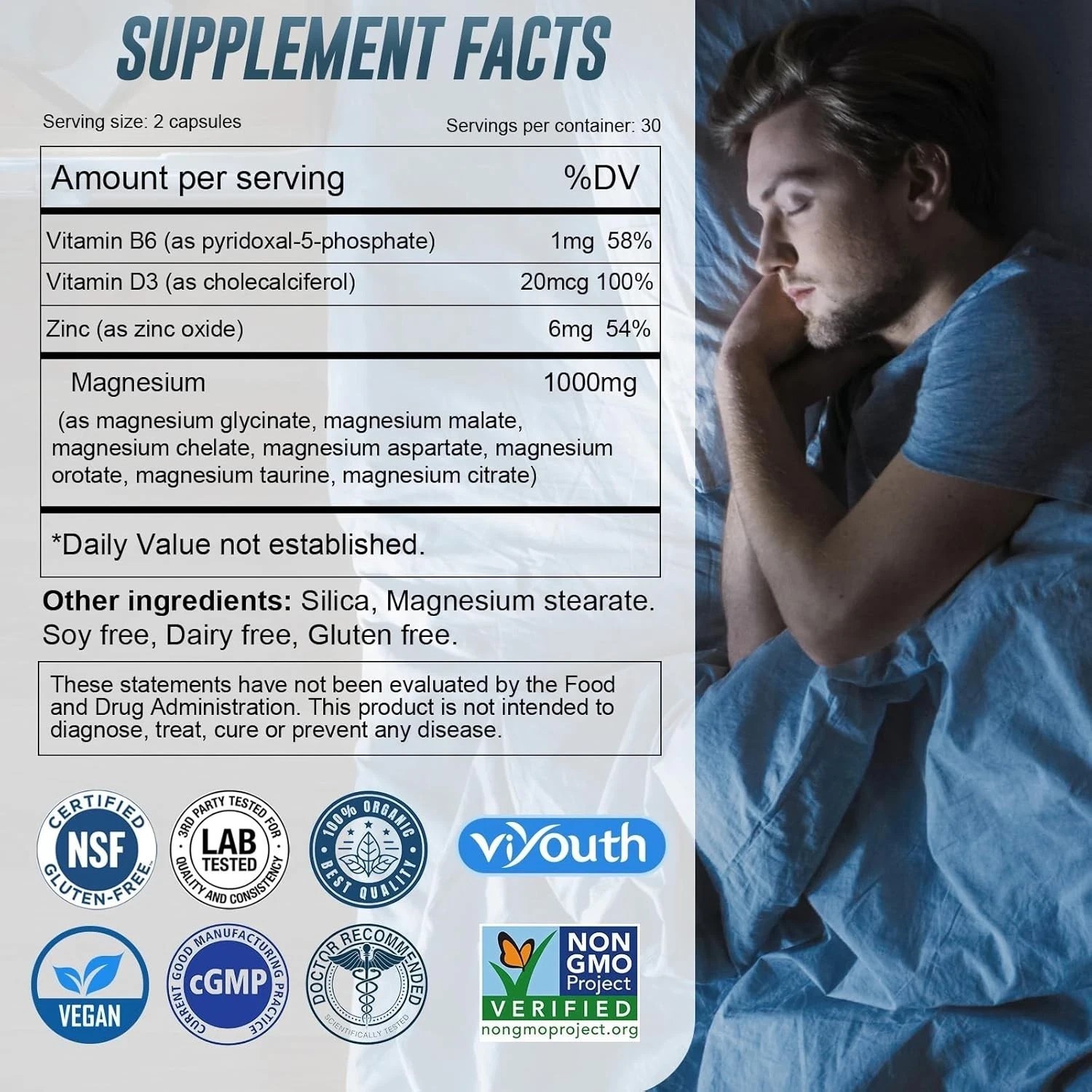Magnesium 7 Complex Supplement Upgraded | Sleep, Muscle & Nerve Support, 60 Cap