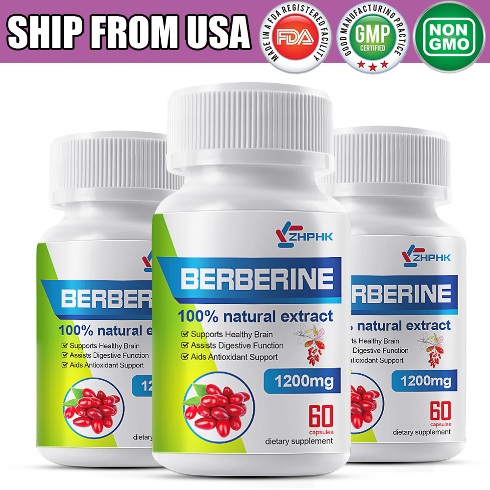 180Pcs Berberine 1200mg High Abosorption For Blood Sugar Immune 3 Months Supply