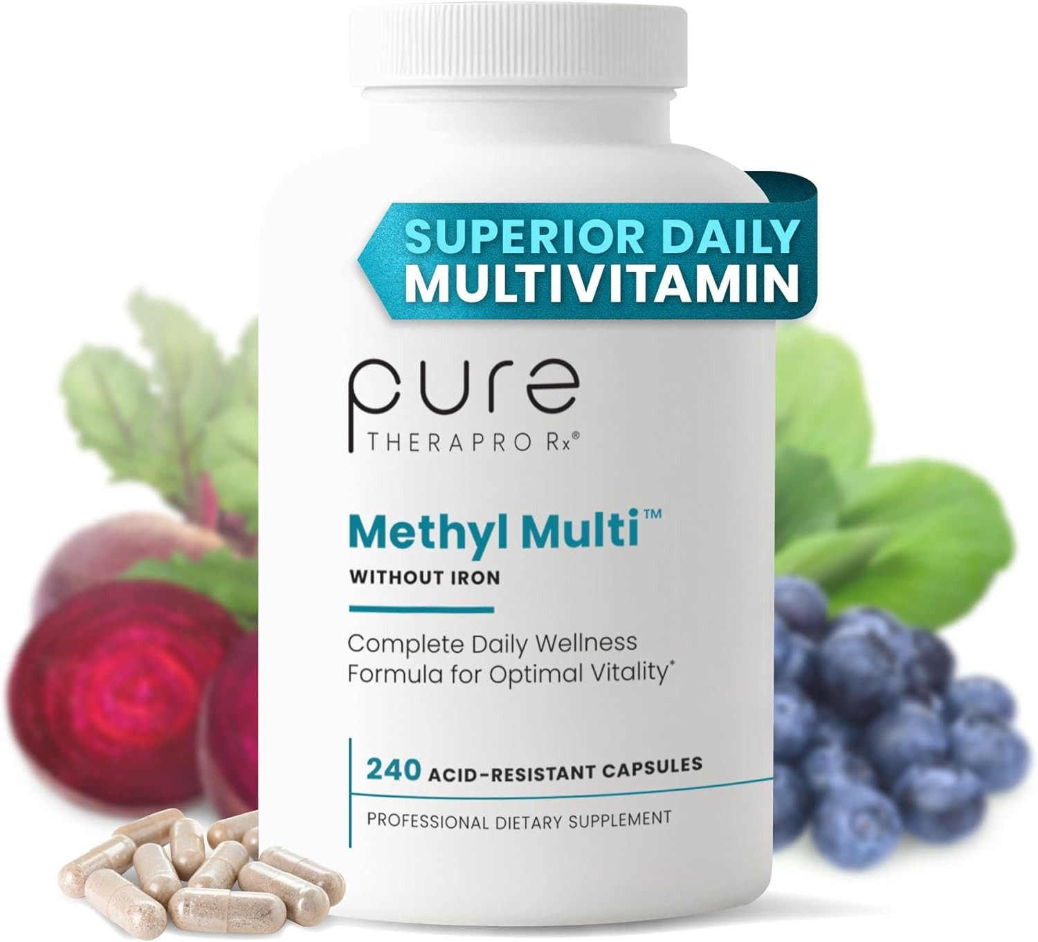 Pure Therapro Rx Methylated Multivitamin for Men and Women 240 Capsule EXP:09/27