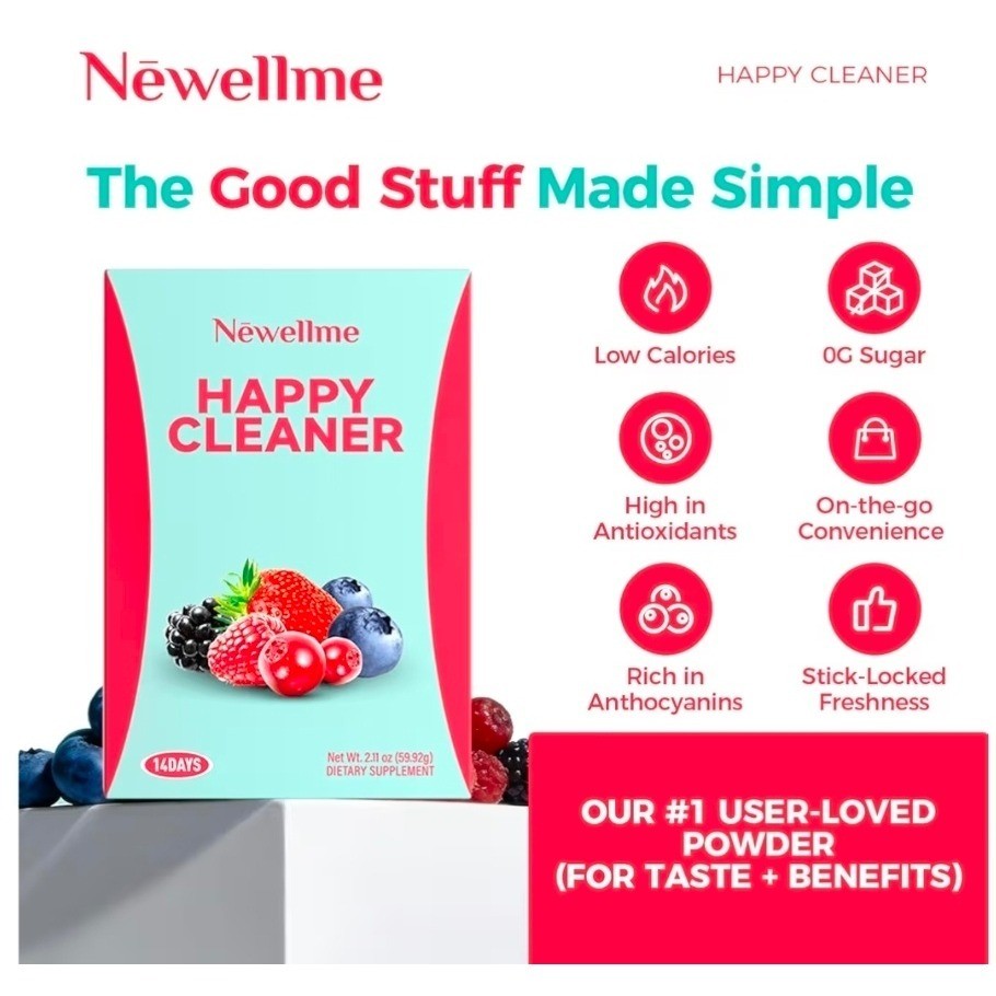 Newellme Happy Cleaner 14 Day Supplement Berry Powder 14 Sachets NEW