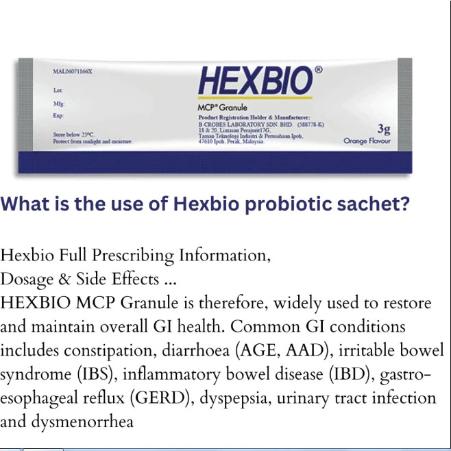 Hexbio Probiotic Granule For Constipation Diarrhea ( 3g x 45’s) X 2 BOXES