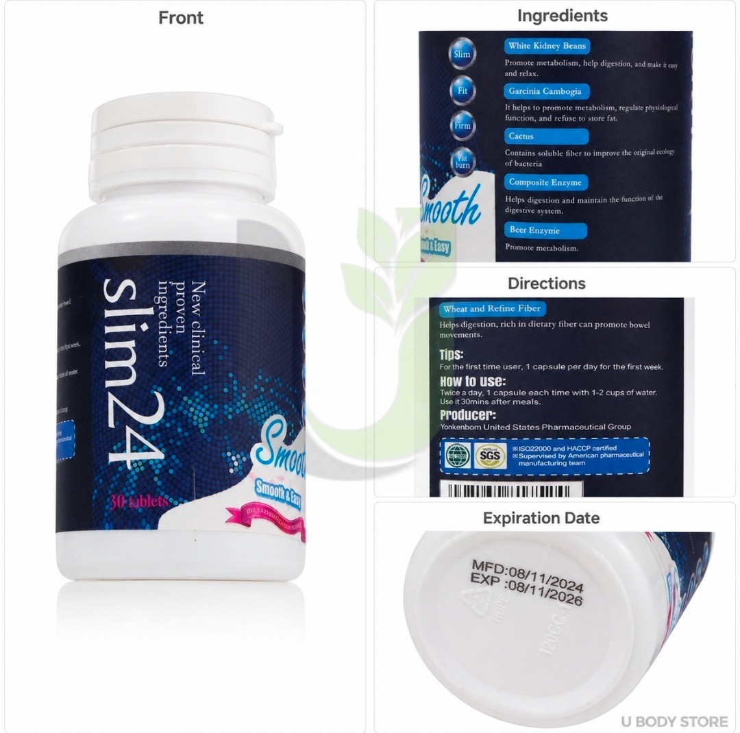 Slim24 Smooth & Easy 30 capsules New Original Bottle Exp 11/2026