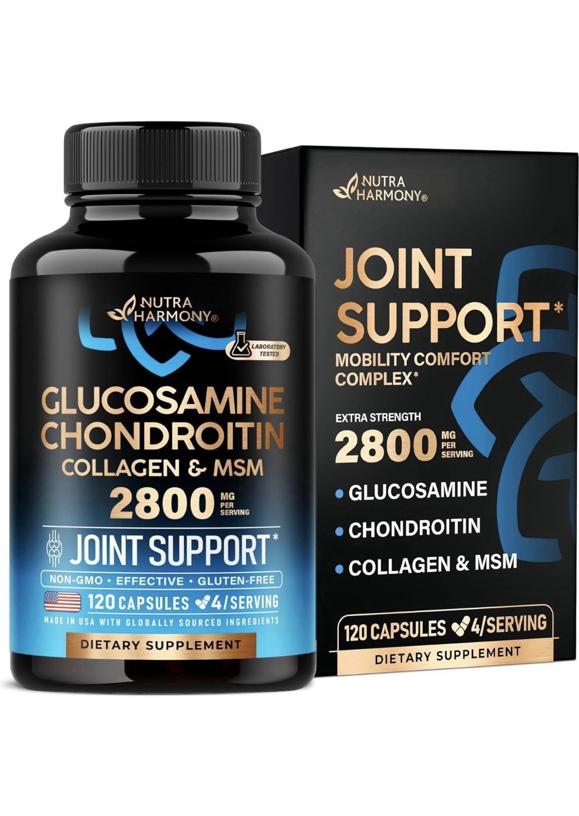 Glucosamine Chondroitin MSM Collagen Joint SupportVitamins for Men & Women-02/28