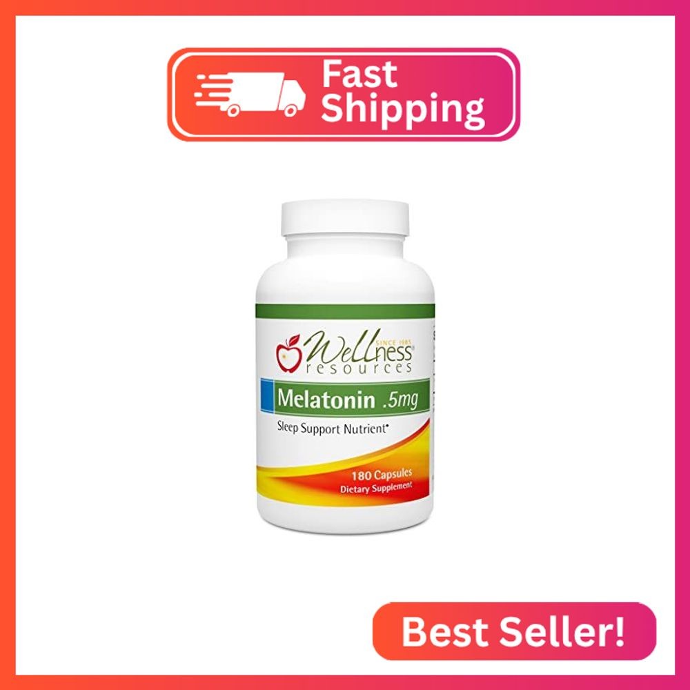 Wellness Resources 0.5mg Melatonin Capsules – Natural Sleep Support Supplement –